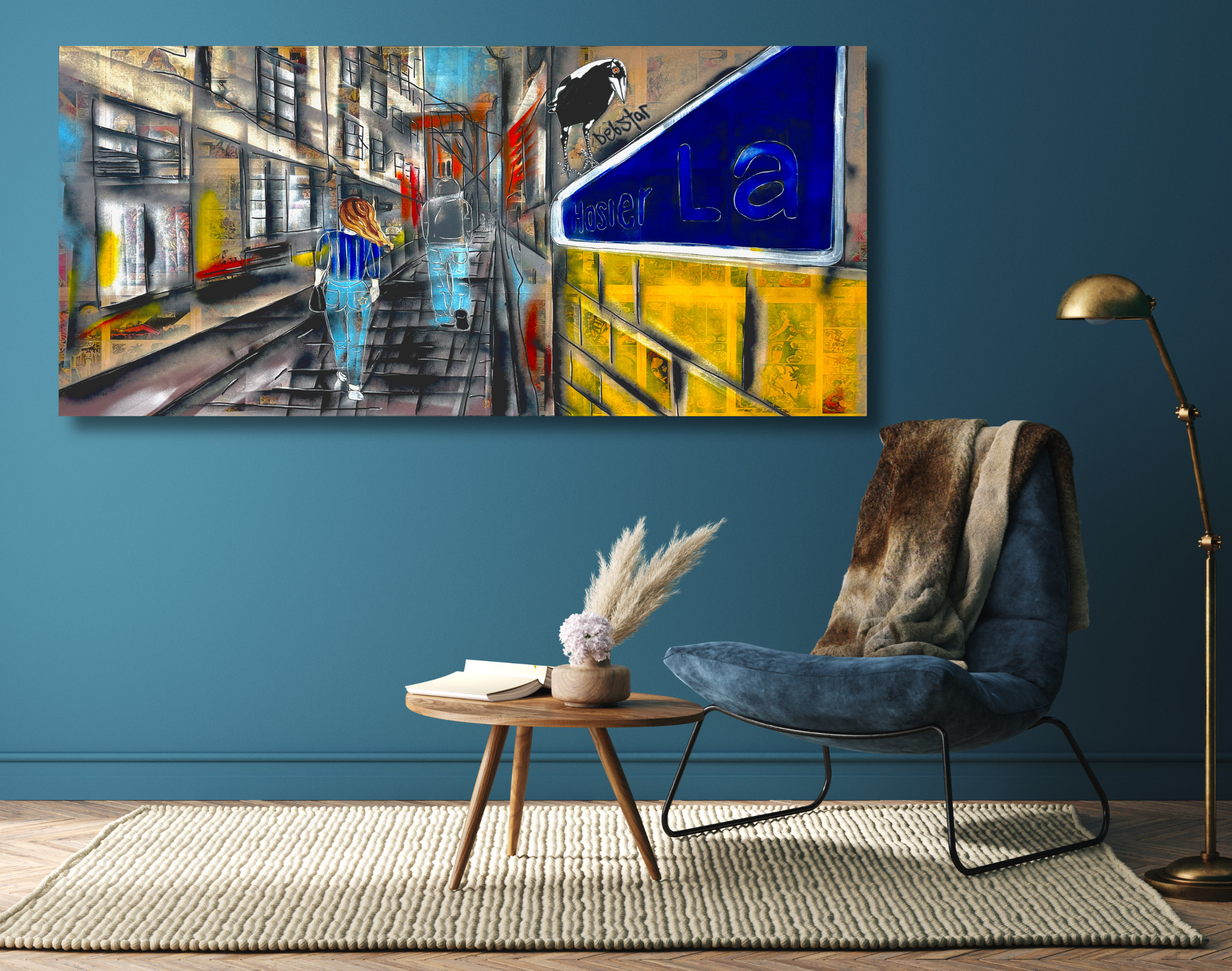 Home Interior Mock Up With Dark Green Armchair, Table And Decor In Living Room