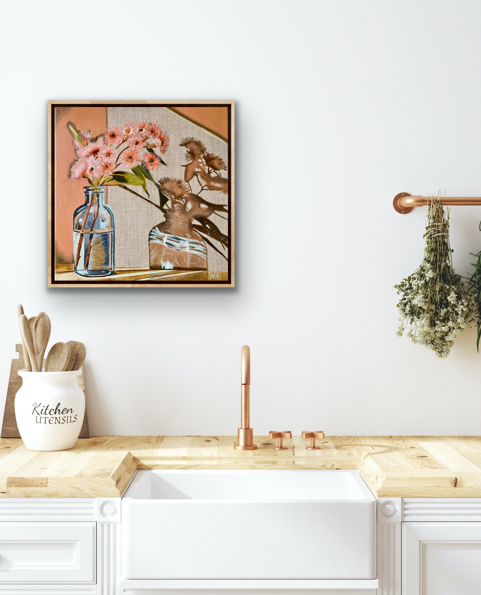 Blue Vase And Gum Nuts Insitu4 Wendy Peters