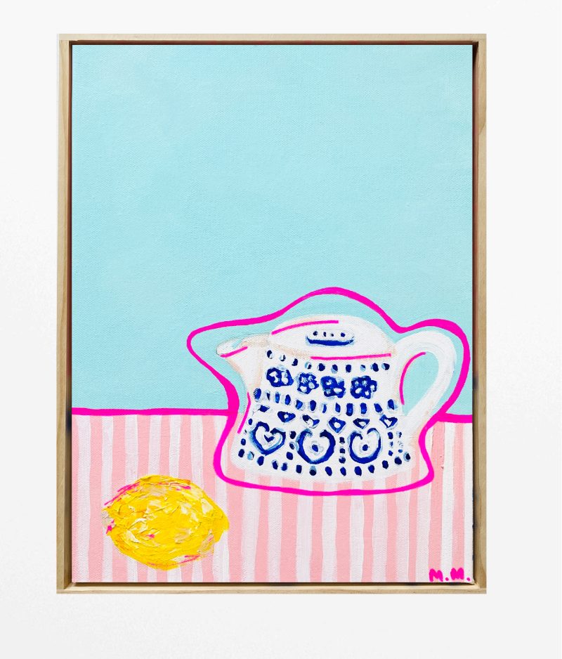 Enid’s Coffee Pot on Pink Stripes