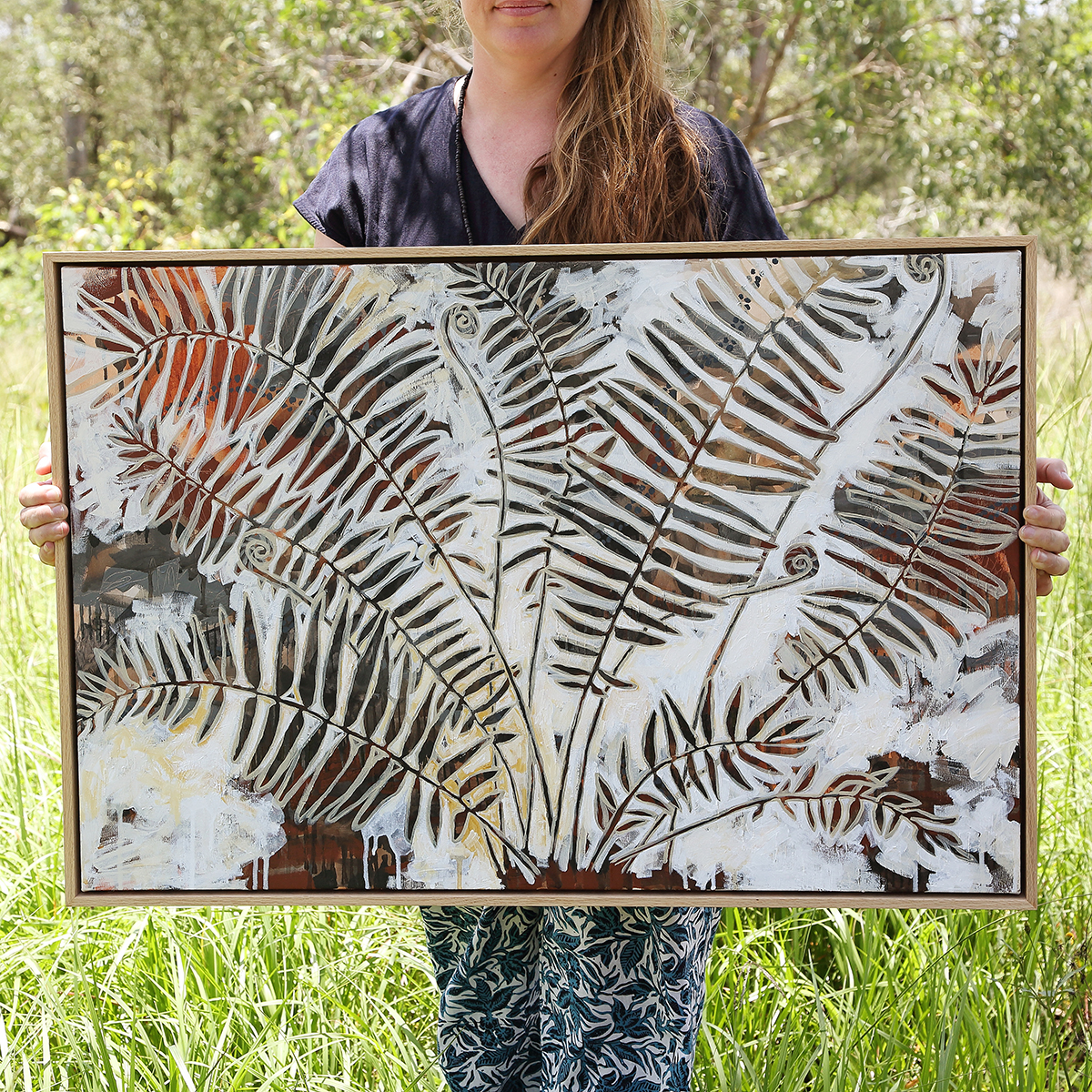 Lr 018 Swamp Water Fern Moment I Smith & Brooks Art For Coastal Interiors Black And White Neutral Original Artworks