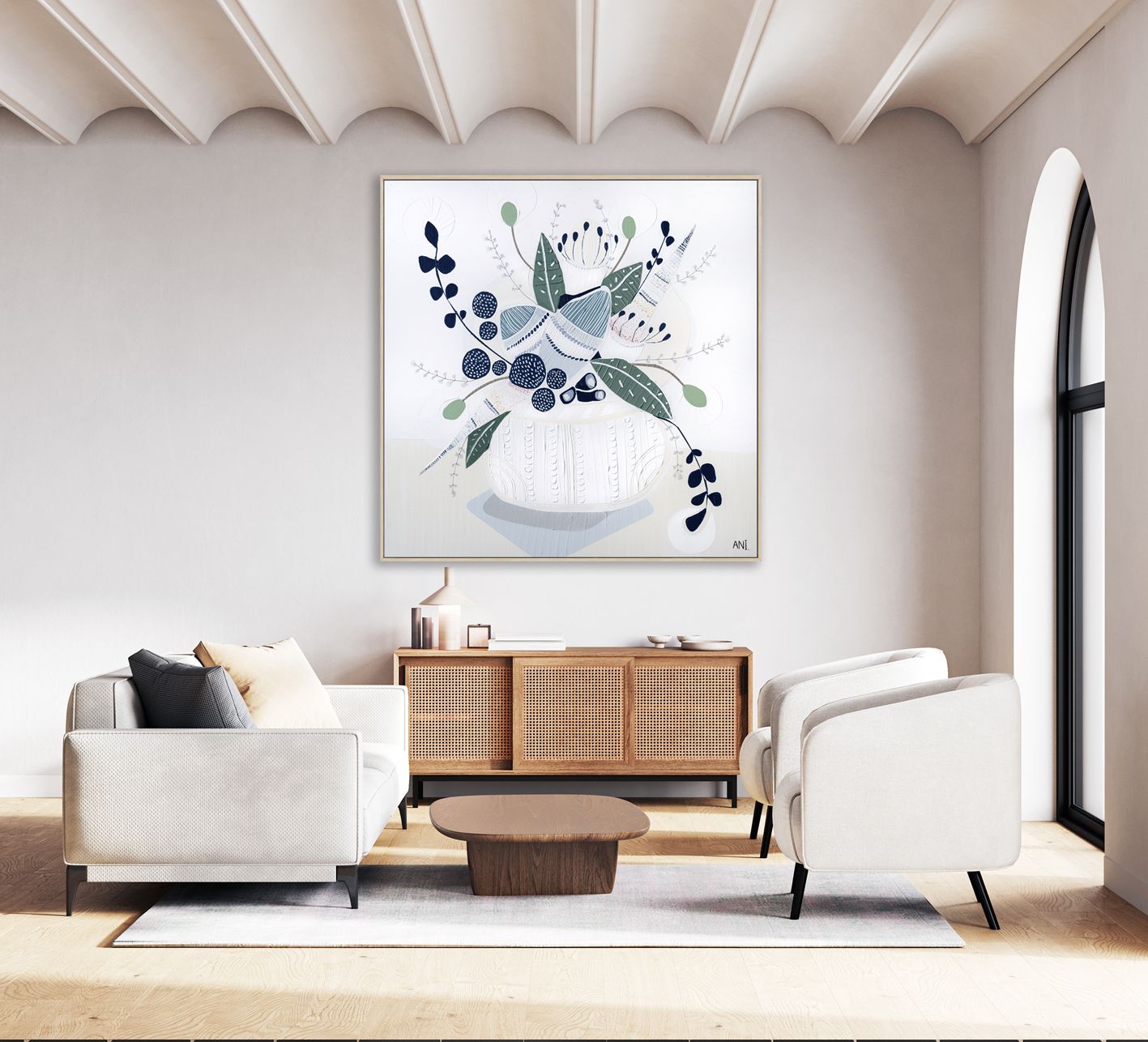 Light Beige Room Interior, Living Room Interior Mockup, Empty Be