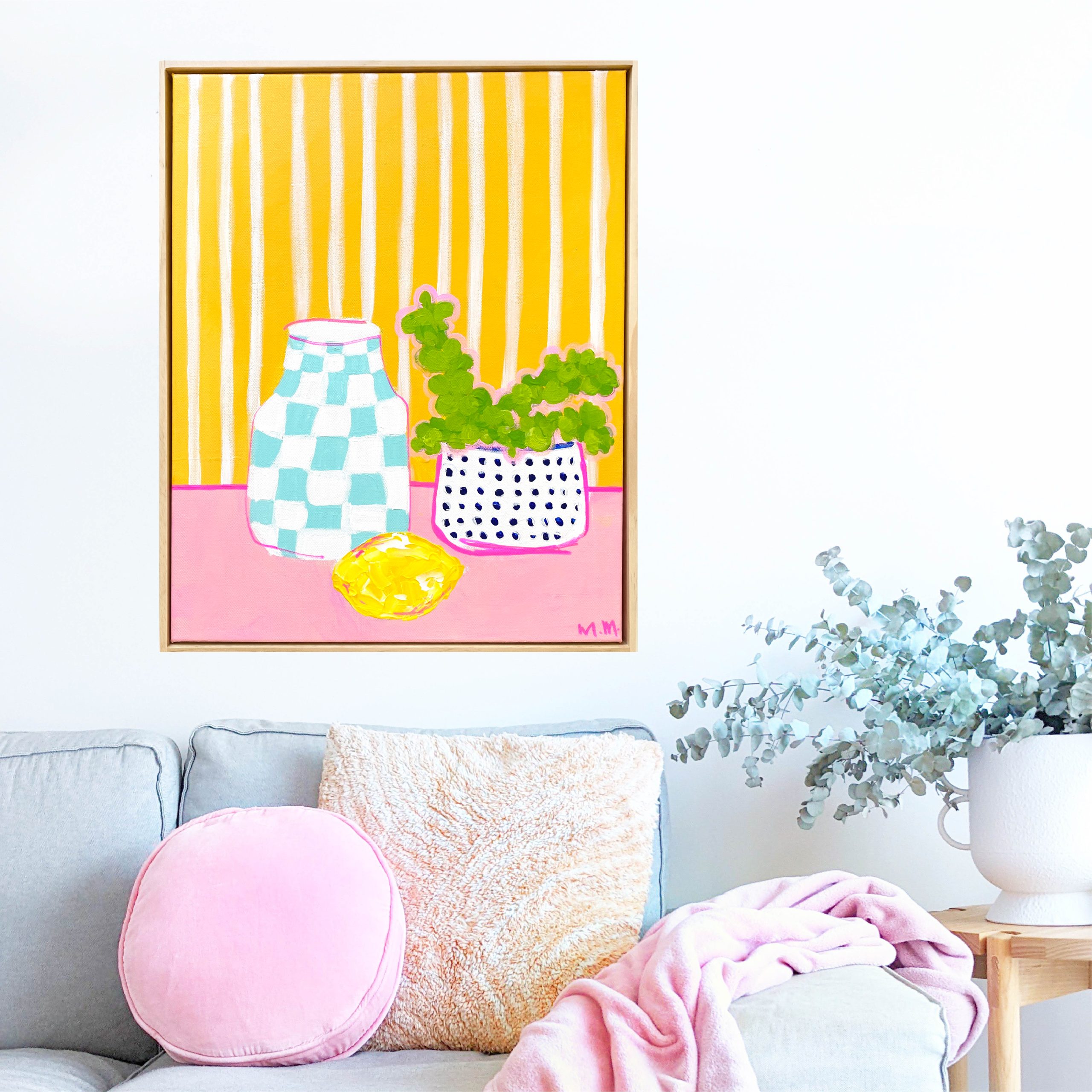 Dotty Vase With Lemon On Pink Mm Mmmmm