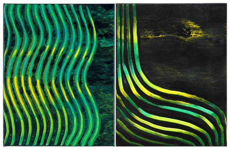 Young gals yarnin’ into the night (diptych 2) – by Rosella Namok