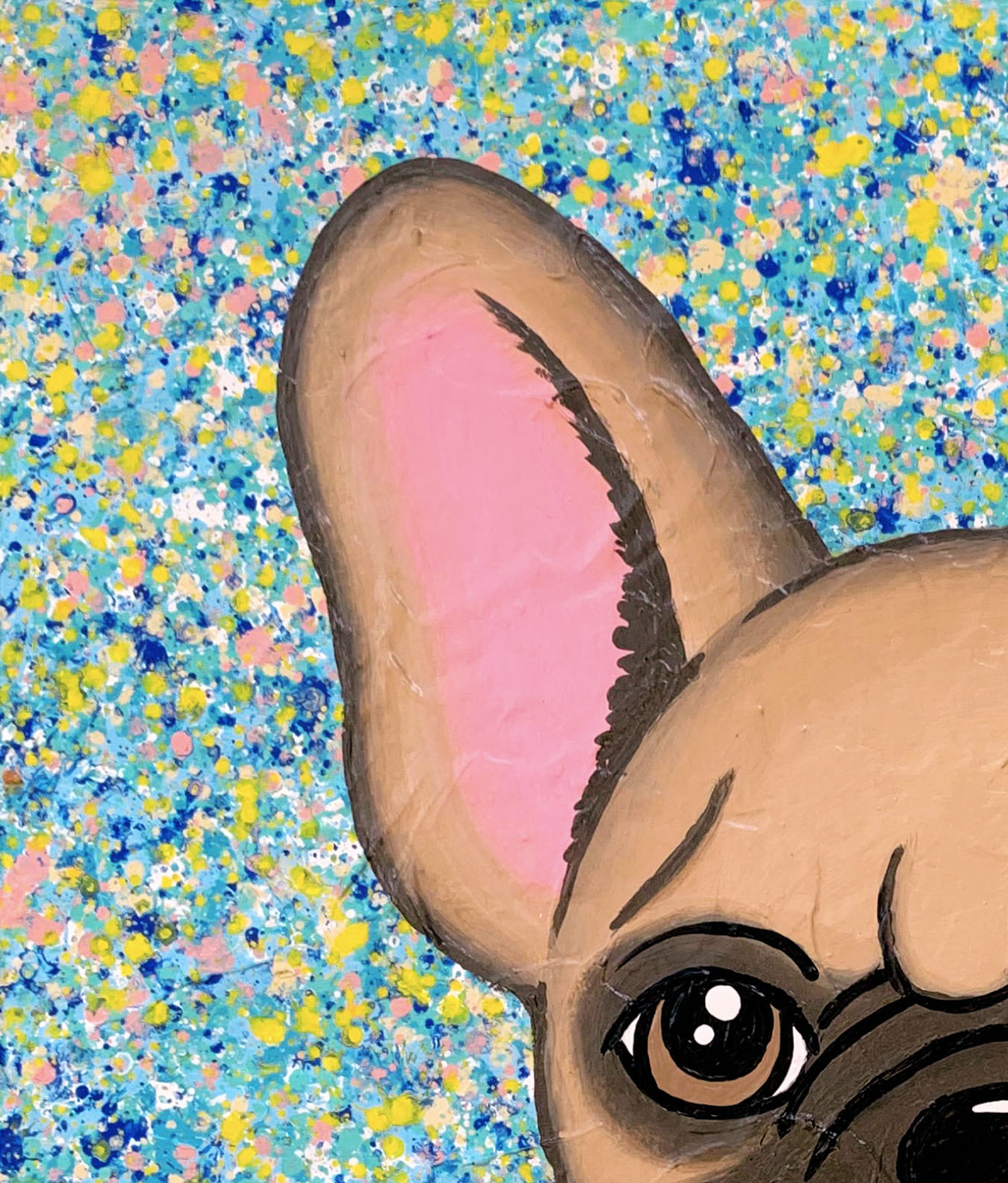 Textures Close Up 1 Dog French Bull Dog Miranda Lloyd Artist Impasto Textured Art