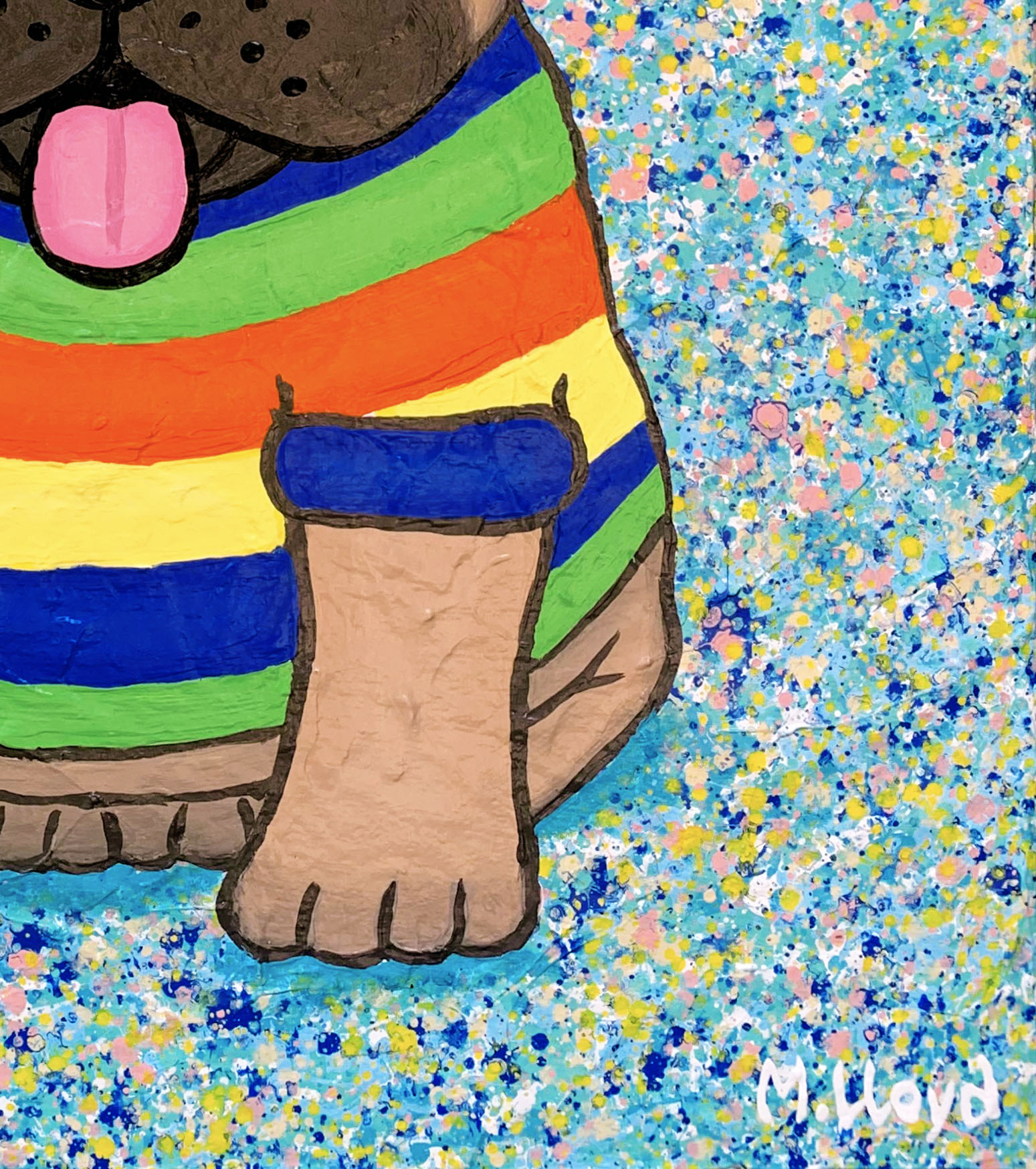 Textures Close Up 2 Dog French Bull Dog Miranda Lloyd Artist Impasto Textured Art