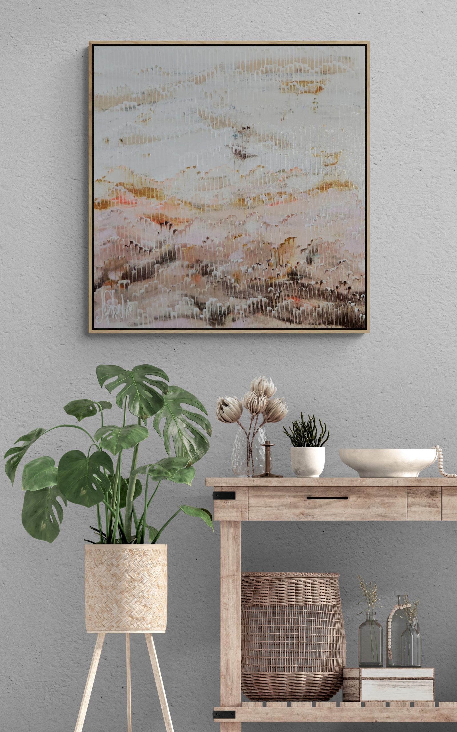 Hallway With Console Table With Plants