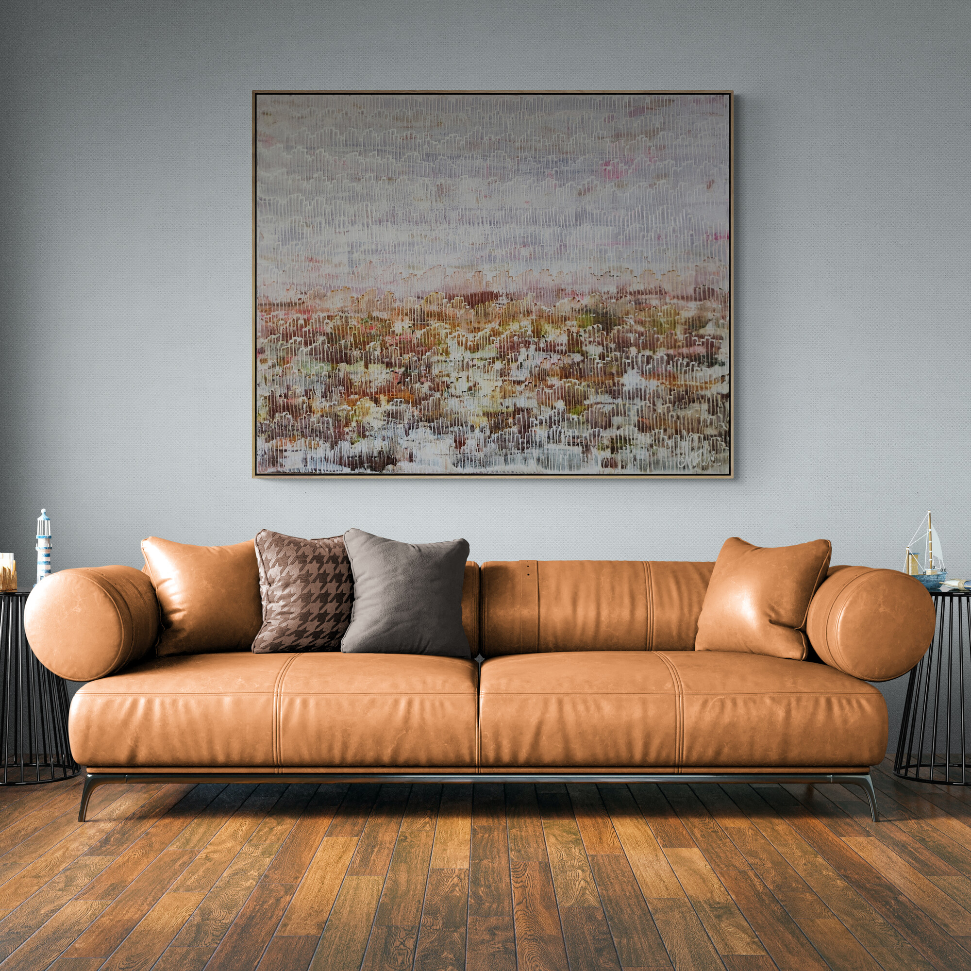 Living Room With Large Leather Sofa (41)