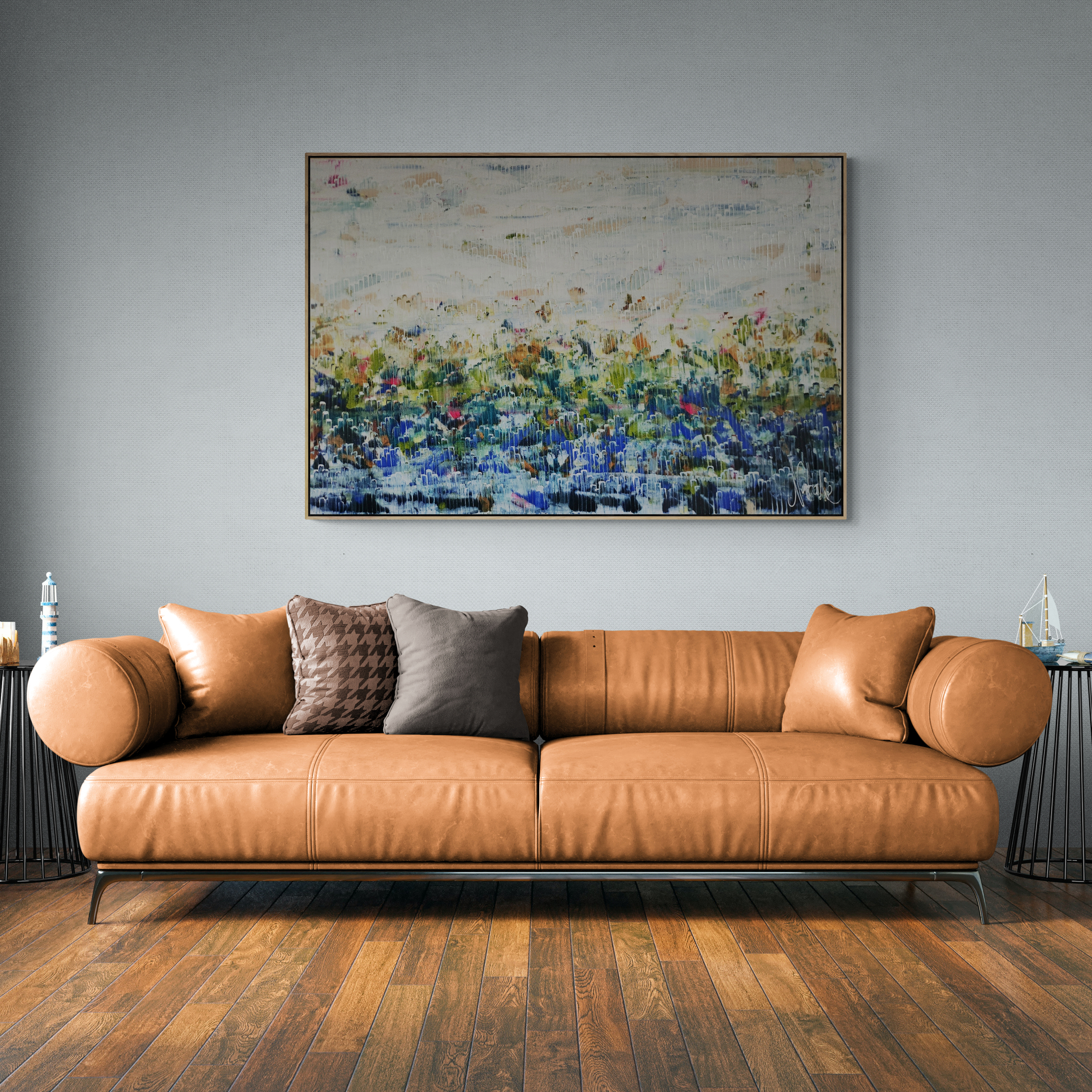 Living Room With Large Leather Sofa (40)