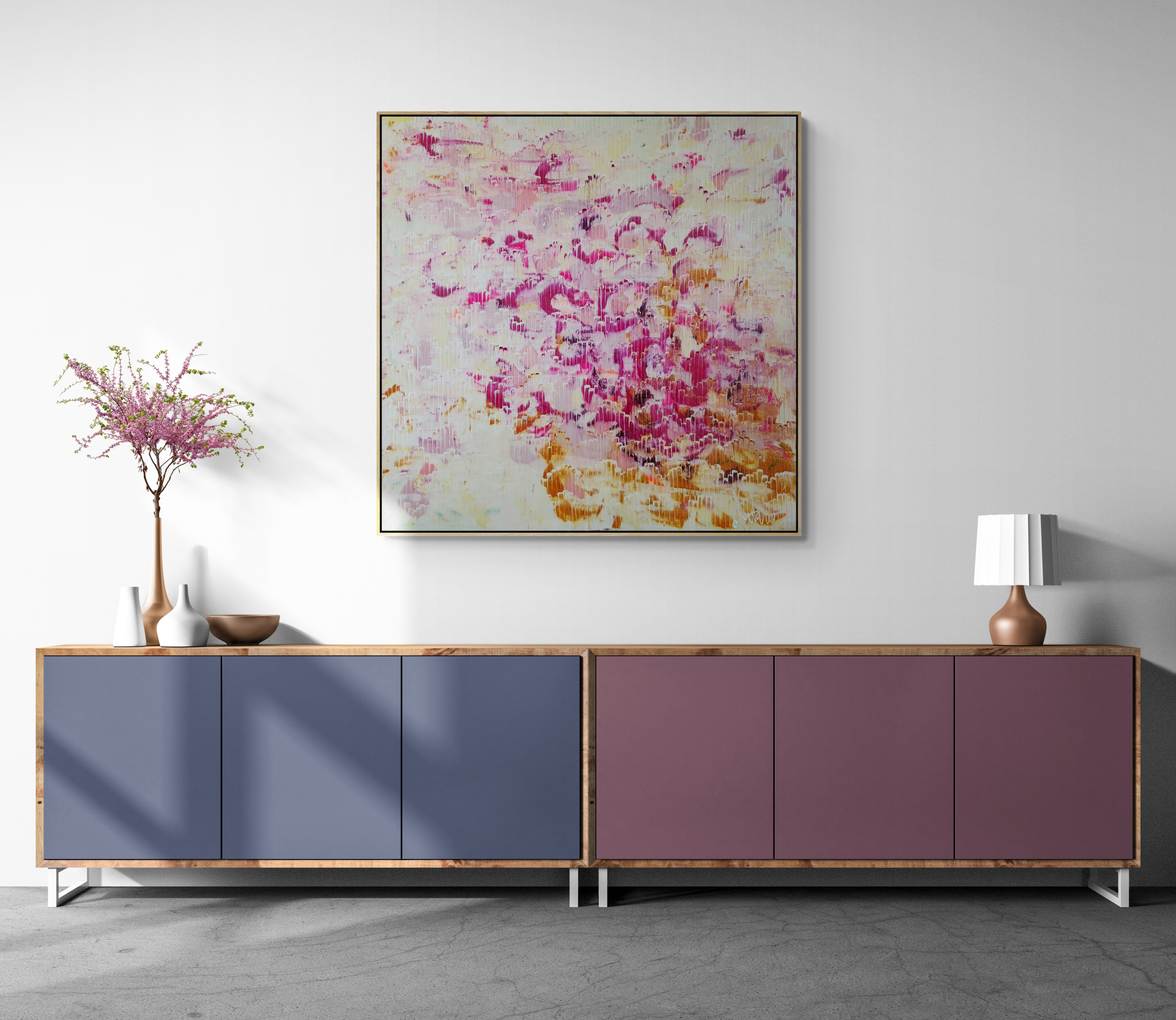 Living Room With Colorful Cabinet (1)