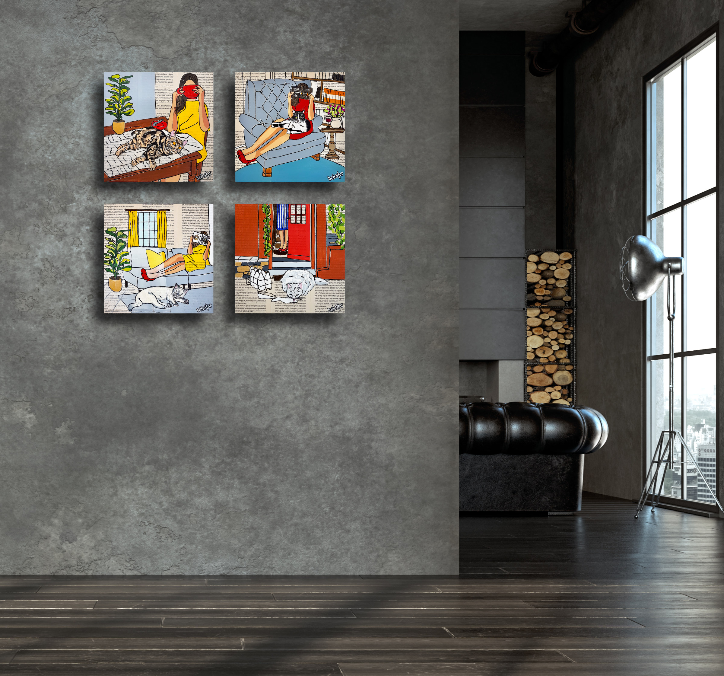 Living Room Interior In Loft, Industrial Style