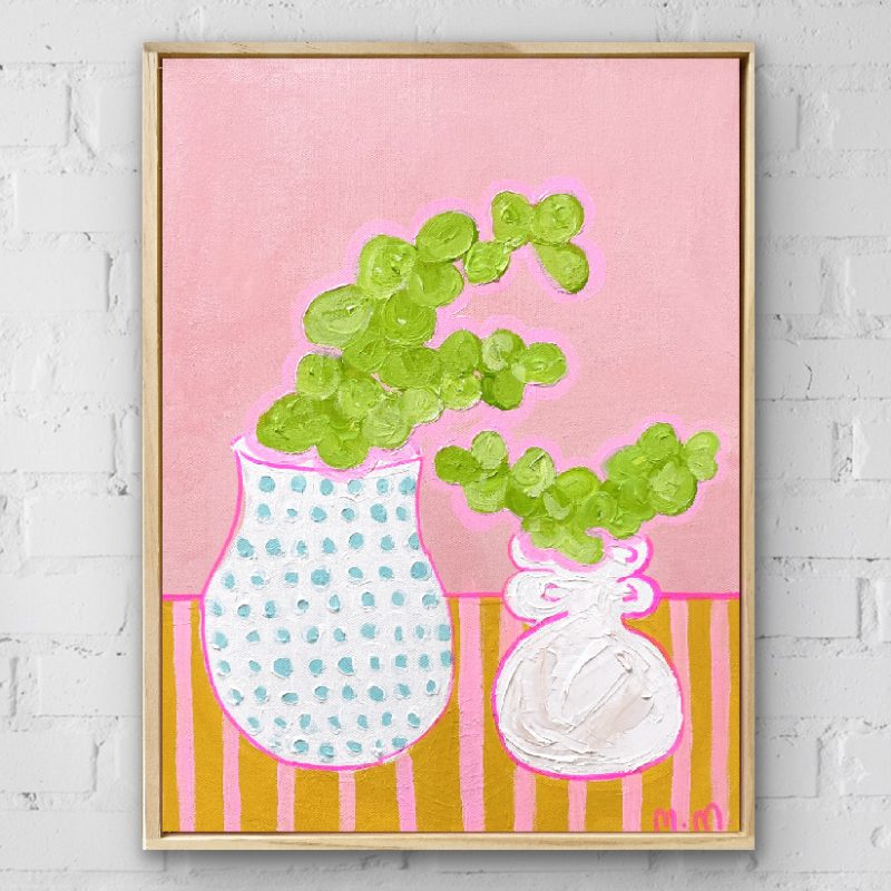 Two Pots on Pink Stripes