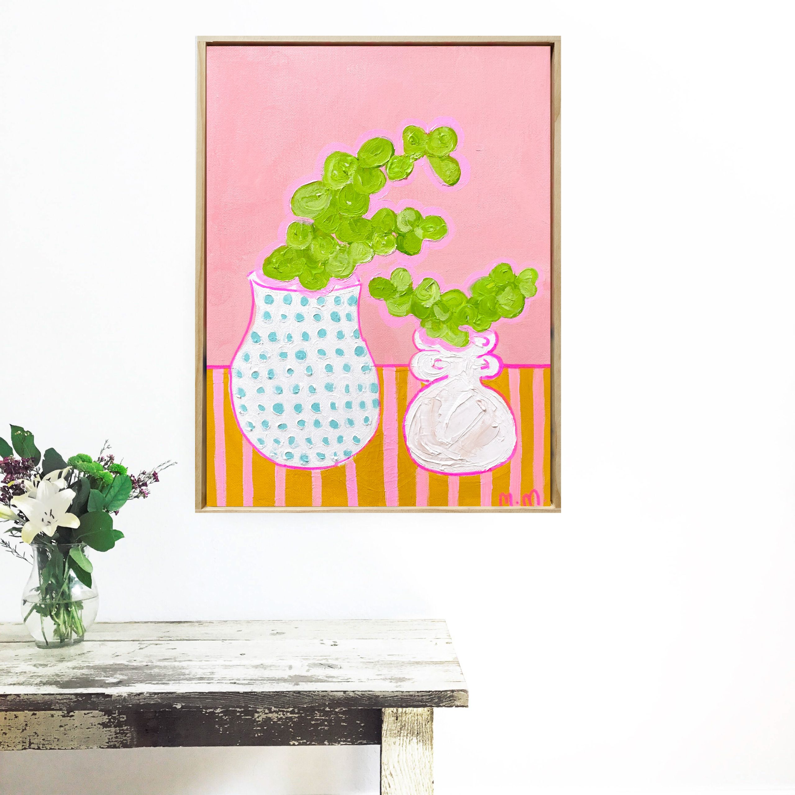 Two Pots On Pink Stripes Mmmmmmmm