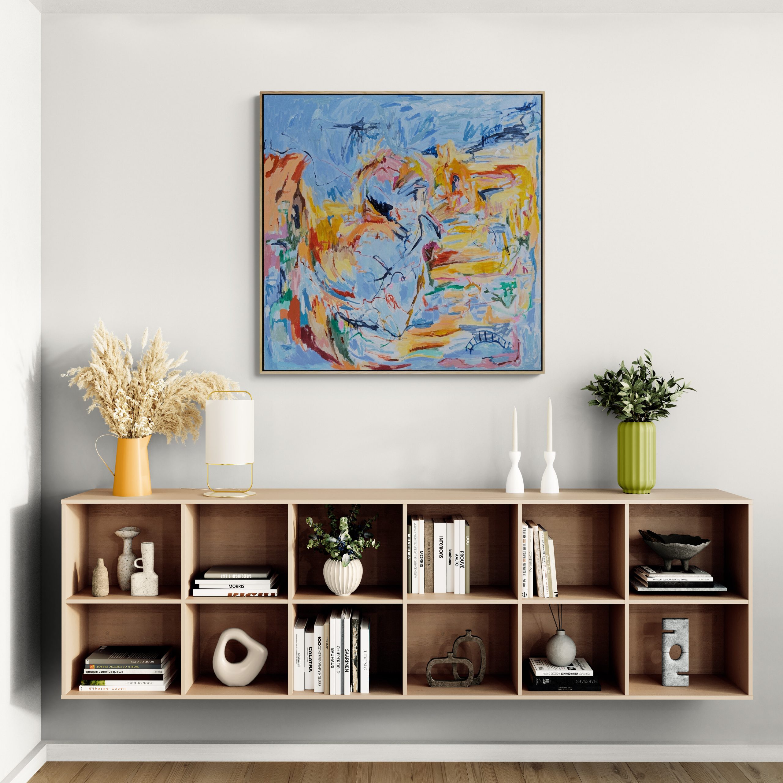 Living Room With Wooden Bookcase (1)