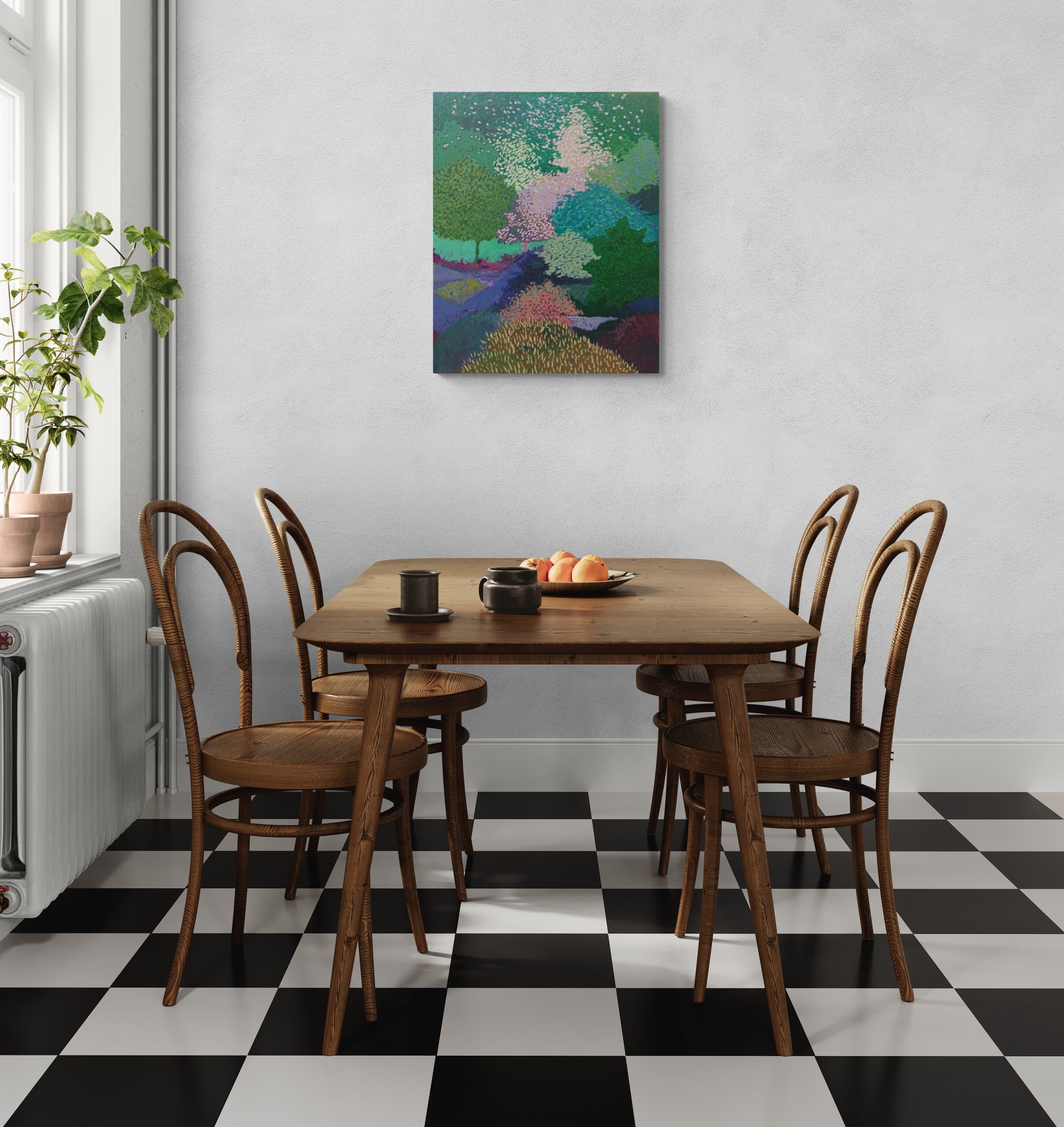 Classic Dining Room With Checkerboard Floor (1)