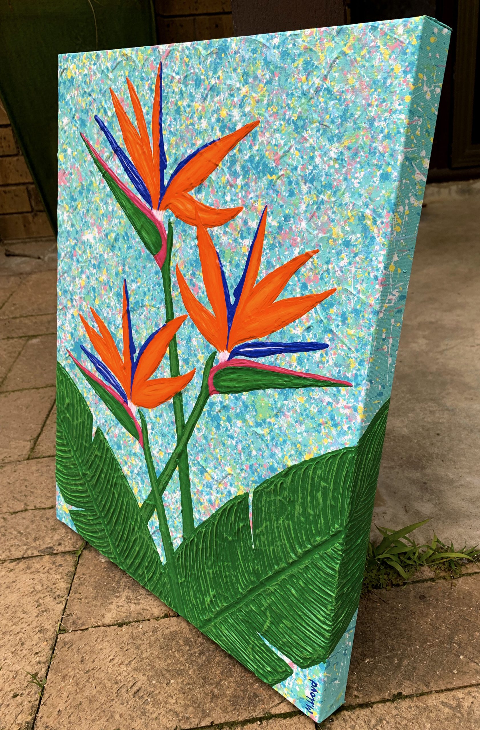 Side Bird Of Paradise Flower Textured Abstract Miranda Lloyd Artist