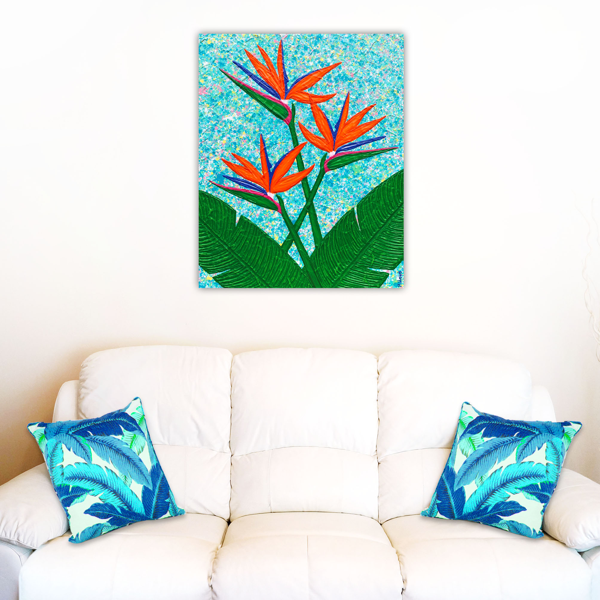 Louge 1 Bird Of Paradise Flower Textured Abstract Miranda Lloyd Artist