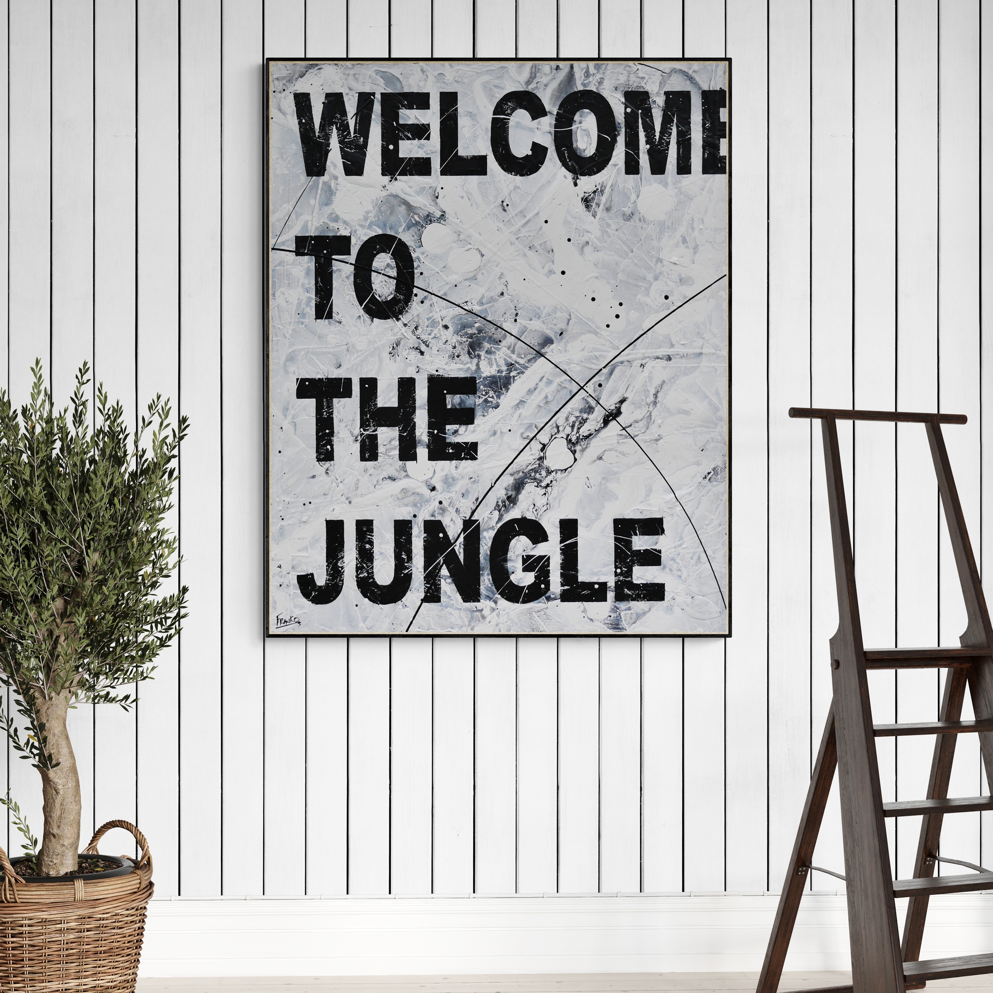 Minimal Room With Step Ladder And Plant