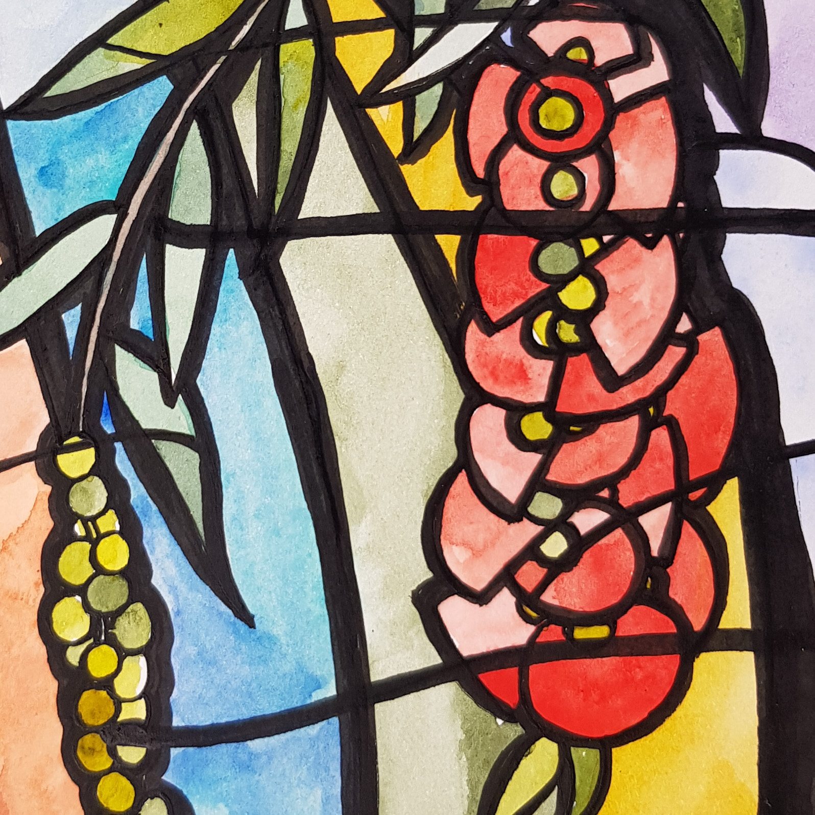 Bouquet In Rainbow Vase By Nicola Cowie Detail 3