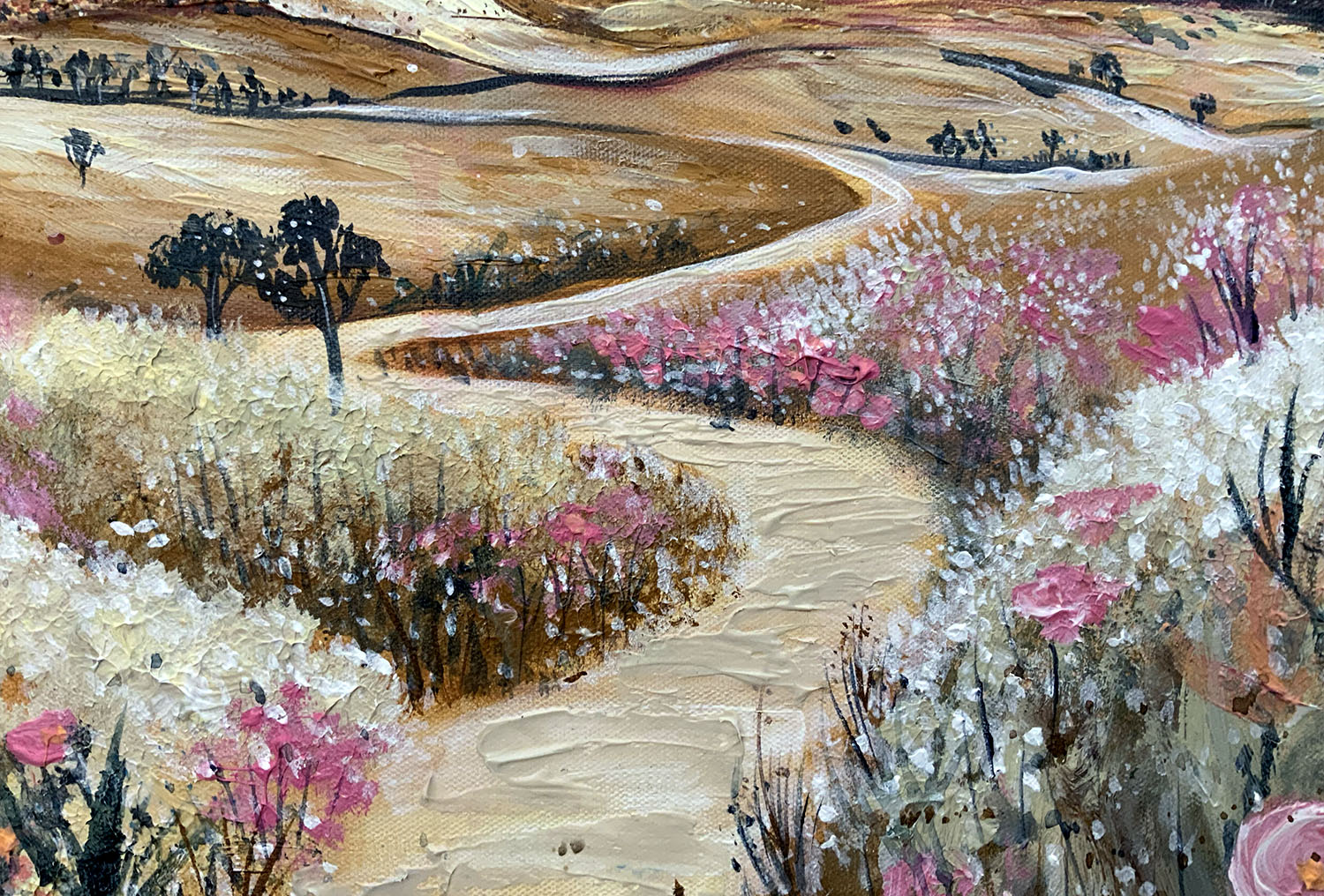 Sydney Artist Leni Kae The Road To Eden 60x60cm Canvas Art Closeup