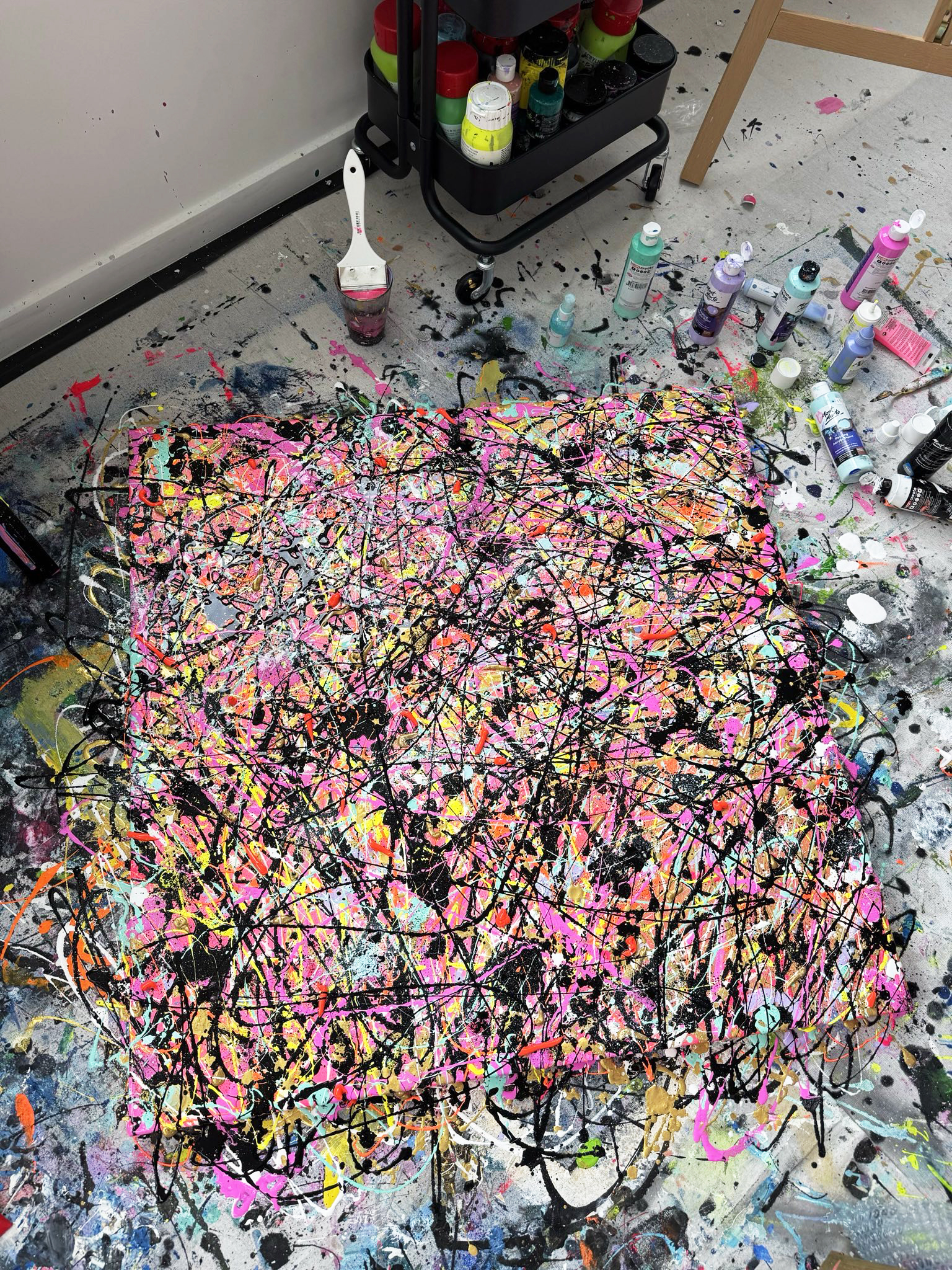 LABYRINTH II (2025) Bridget Bradley, Wet Abstract Expressionism Painting on Artist's Studio Floor