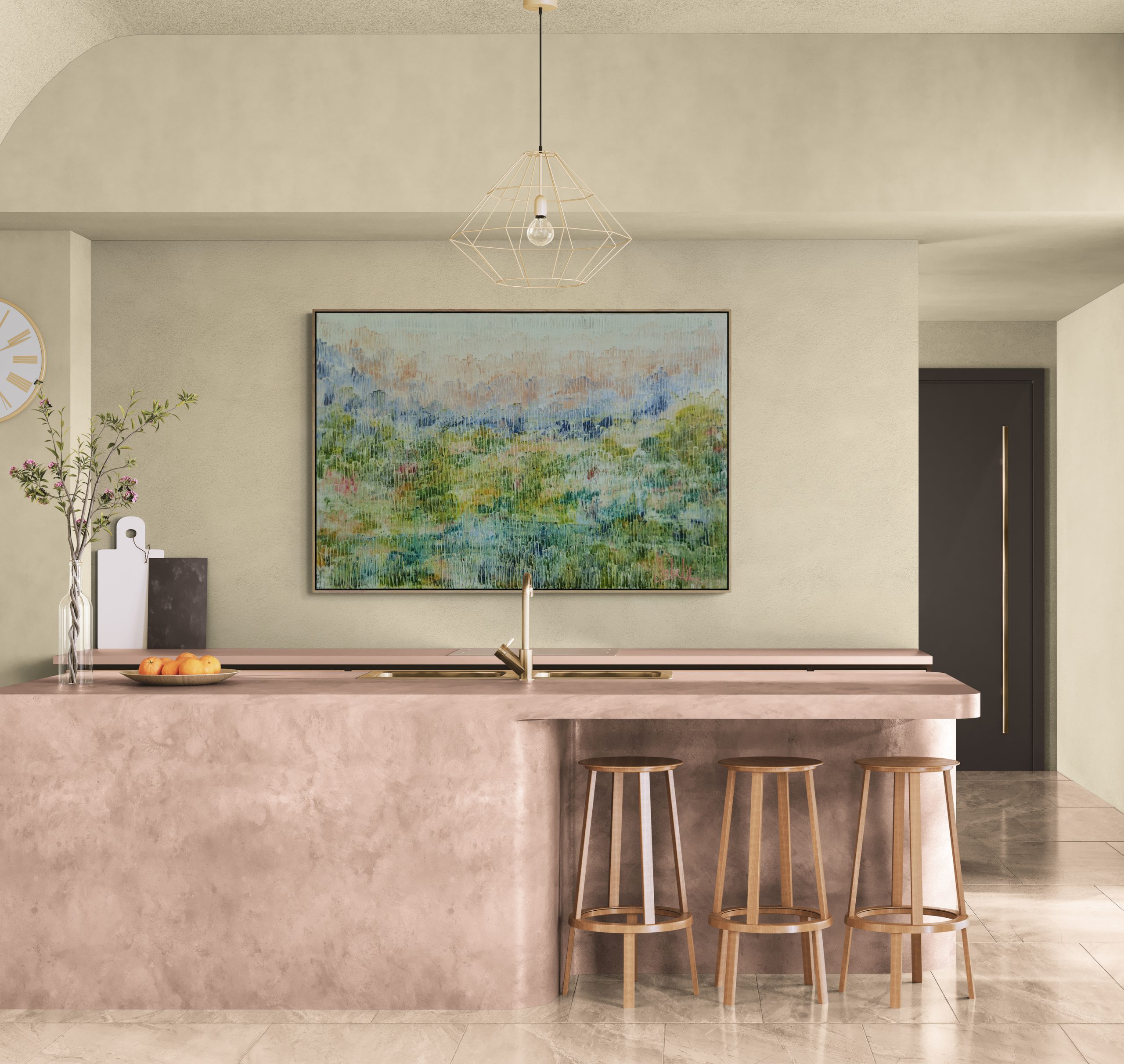 Modern Kitchen With A Marble Island 6