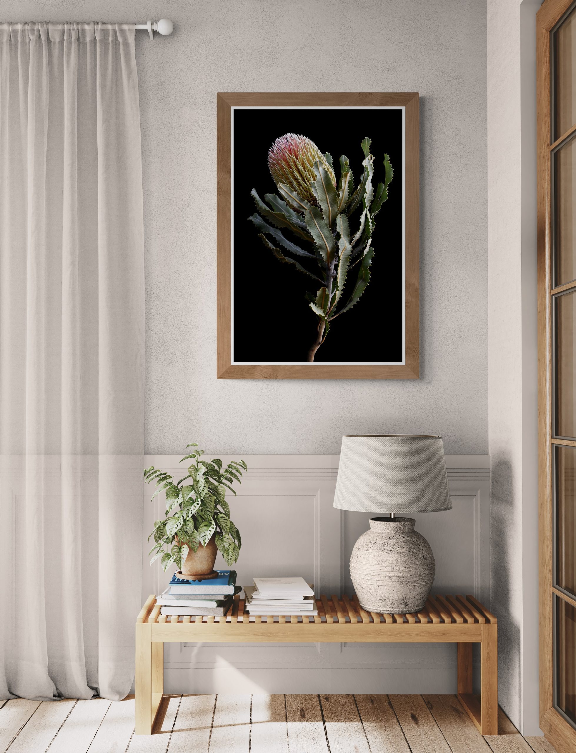 Living Room Corner With Lamp And Plant