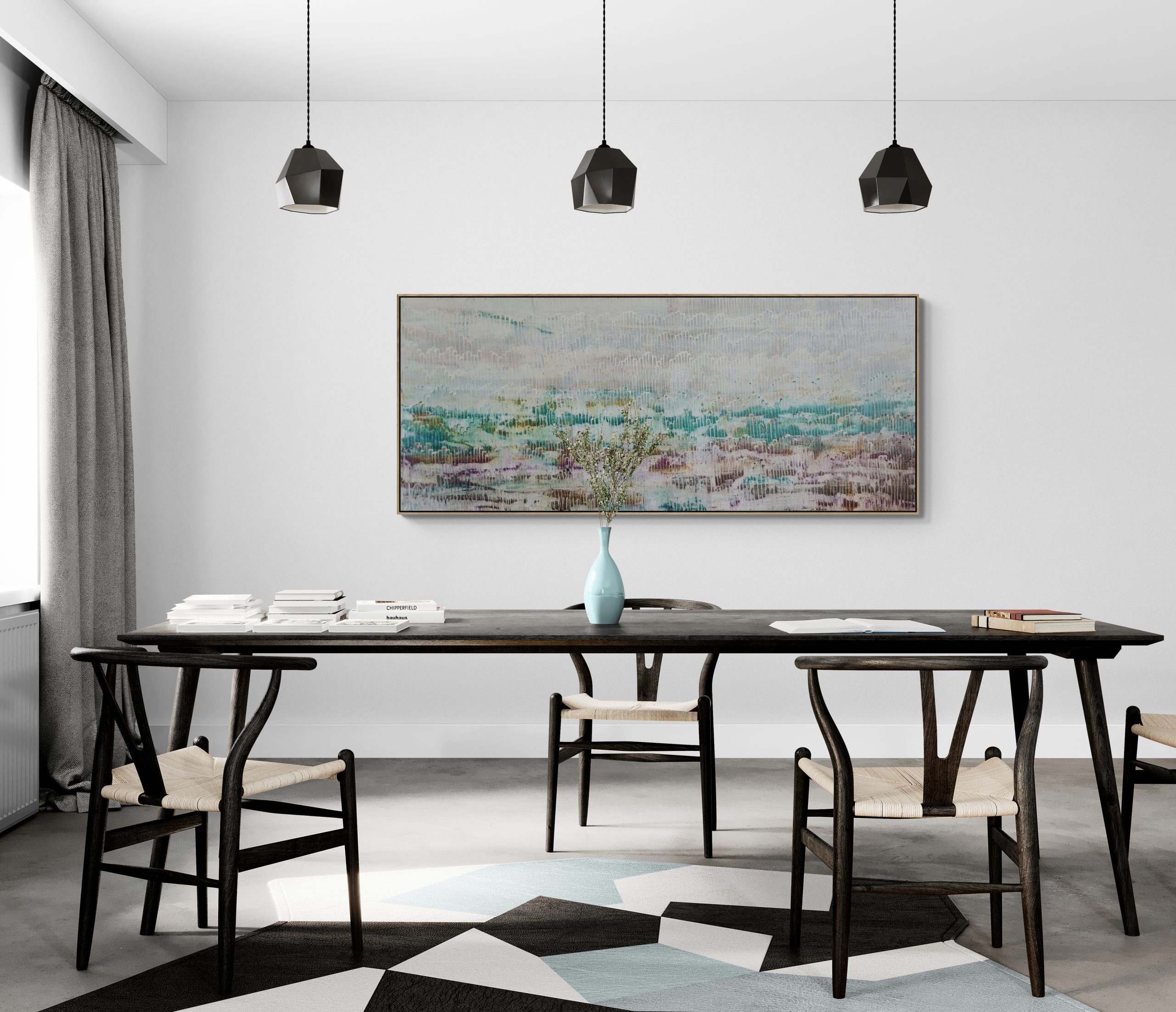 Dining Room With Geometric Rug