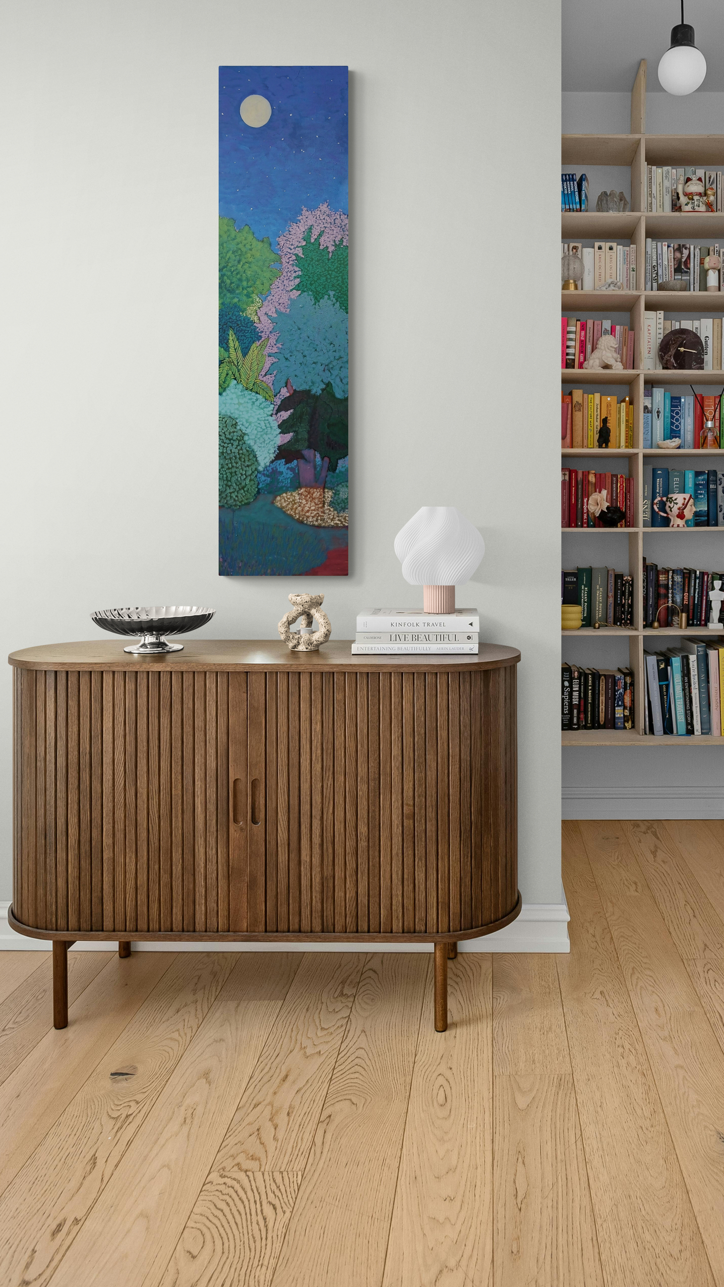 Wooden Cabinet With Fancy Lamp