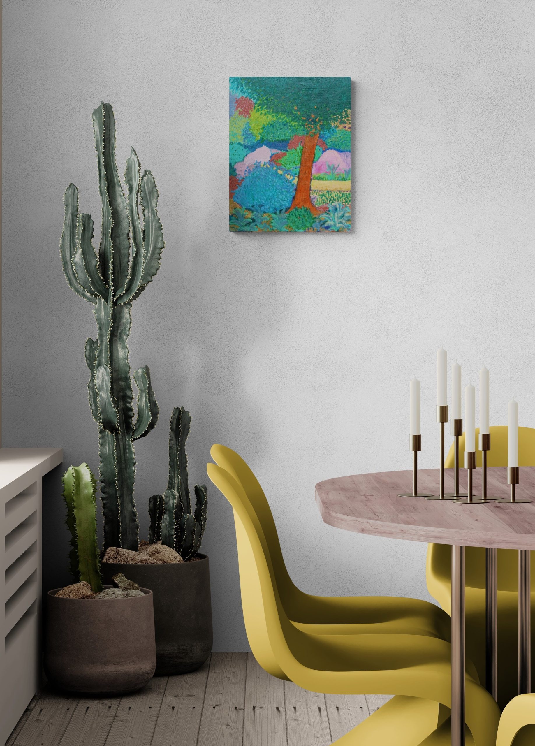 Dining Room With A Large Cactus Plant