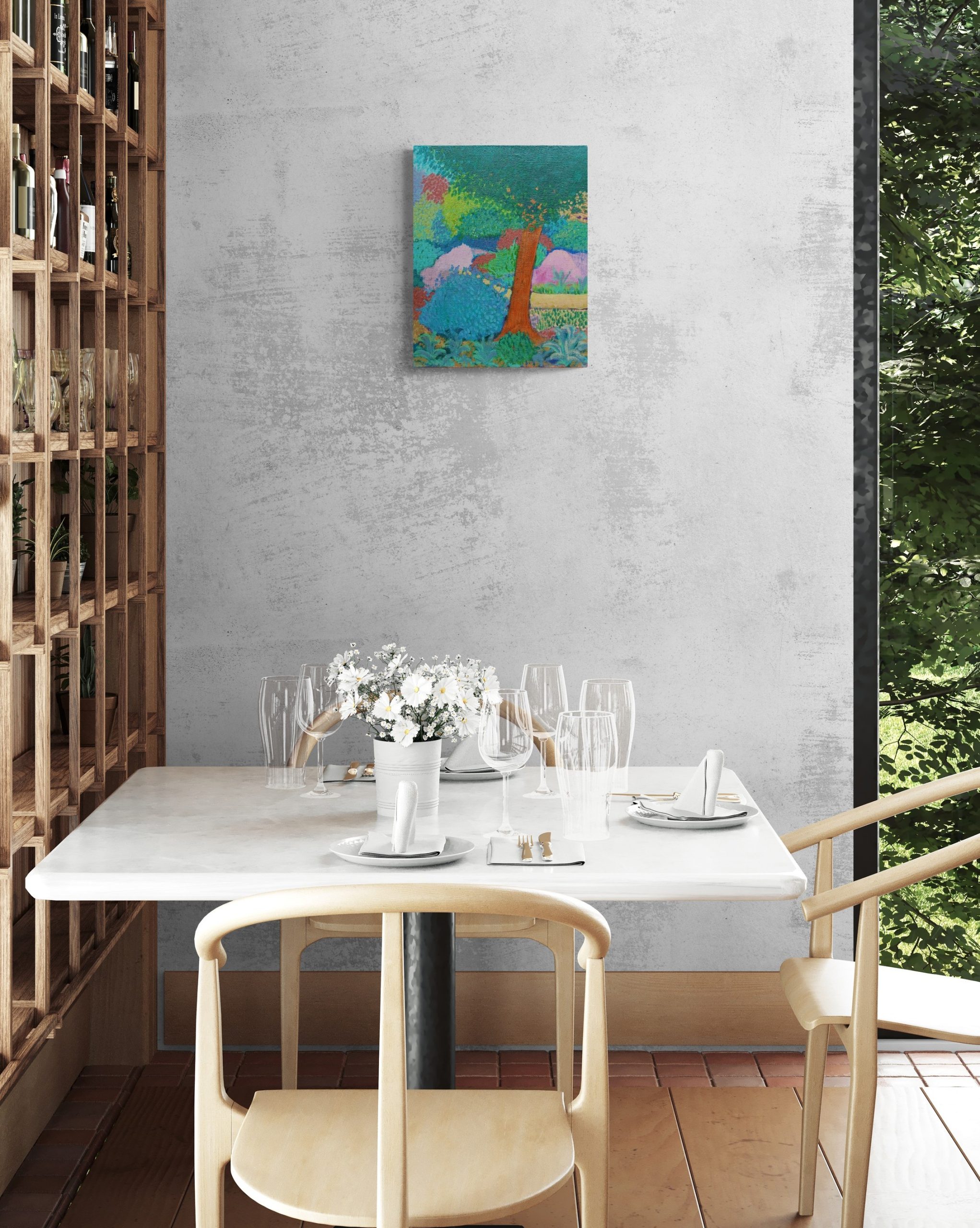 Restaurant Table Setting With Outside Views