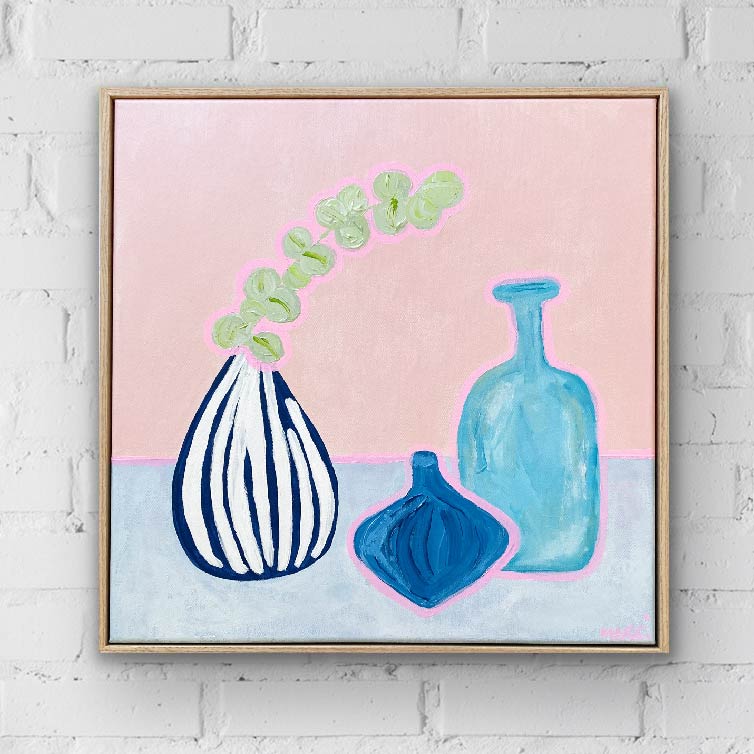 Blues With Eucalyptus On Pink