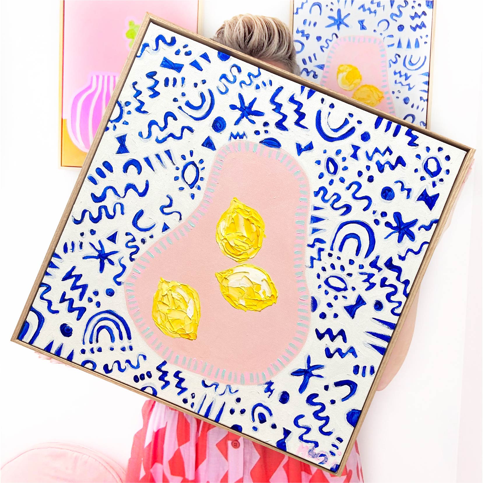 Lemons In Wonky Bowl On Blue New