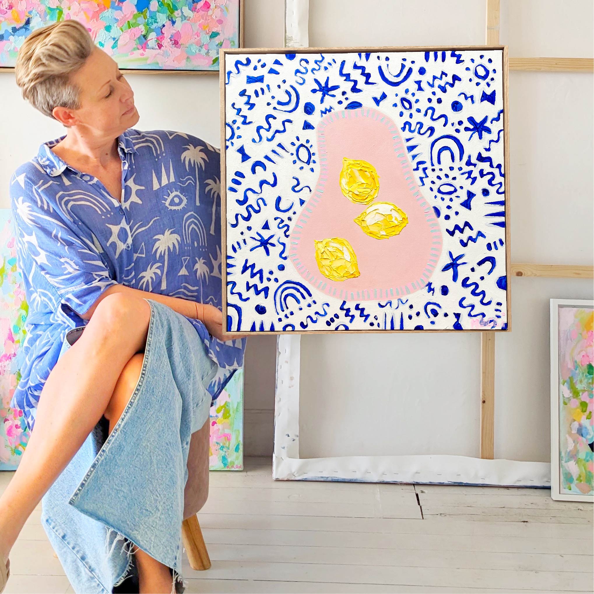 Lemons In Wonky Bowl On Blue Mmmm