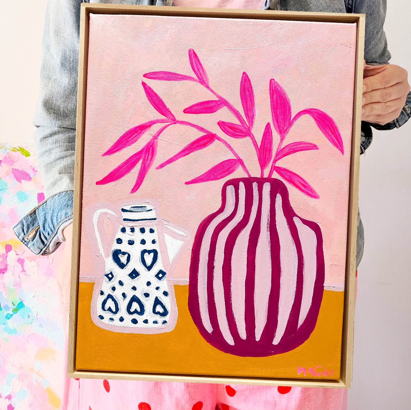 Coffee Pot With Pink Leaves Mm Mm