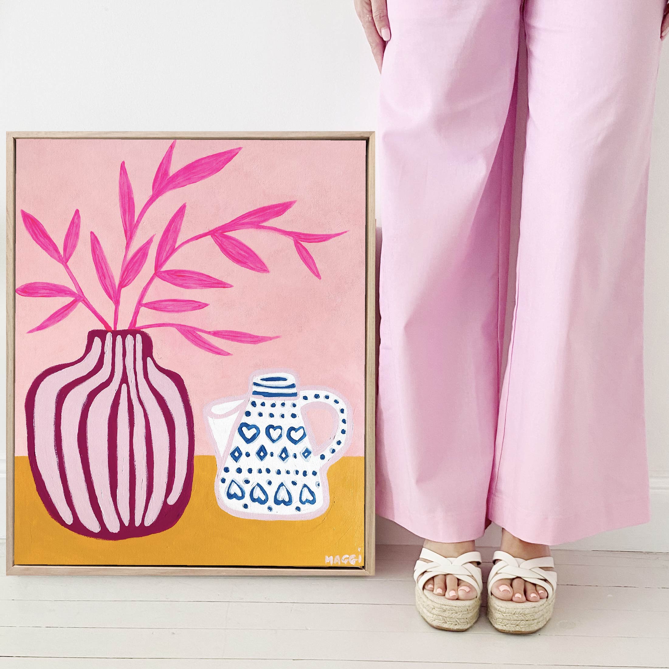 Stripey Pot With Pink Leaves Mmmmm