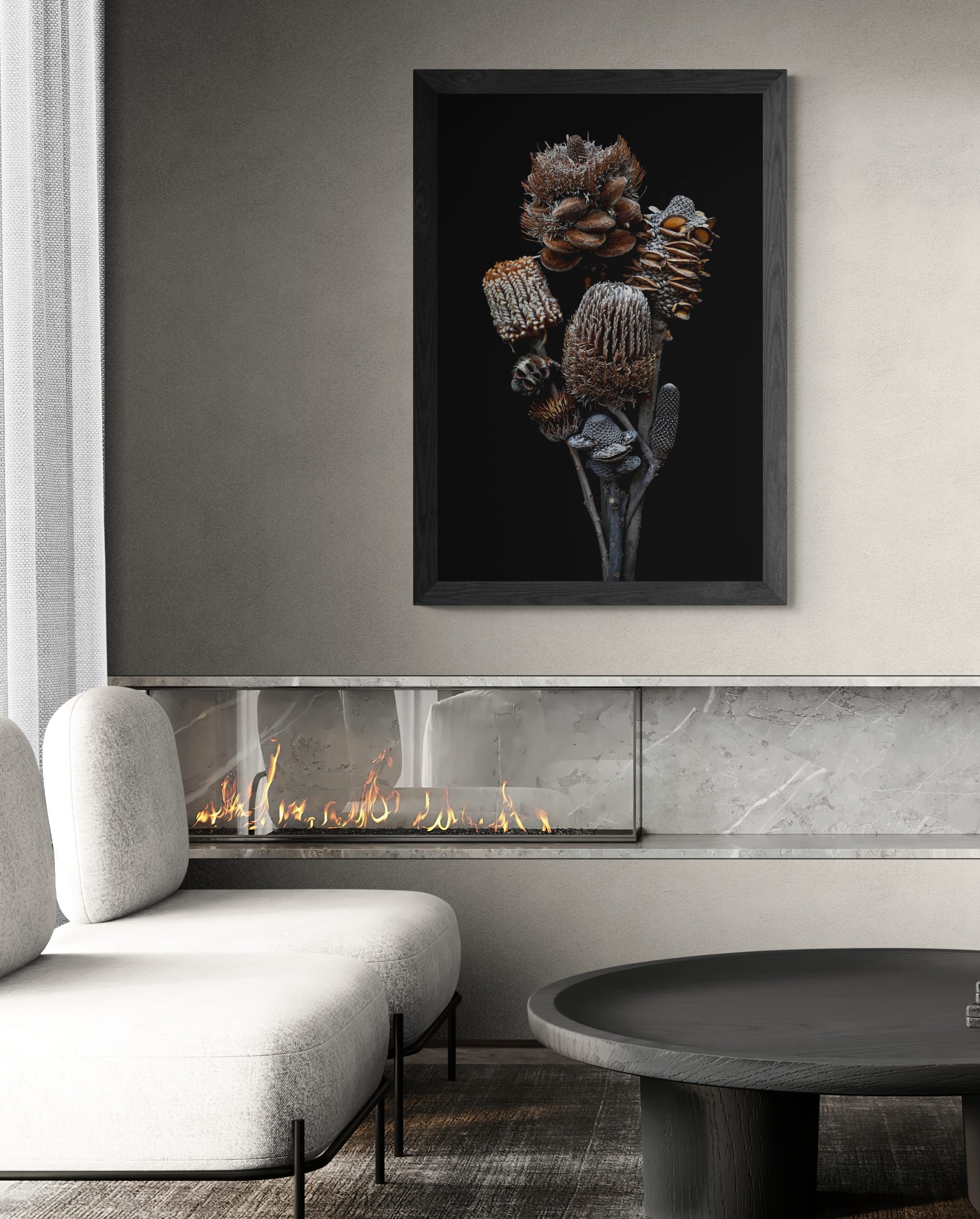 Bright Modern Living Room With Gas Fireplace