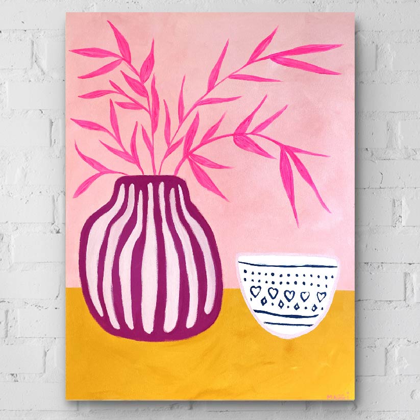 Wonky Bowl With Pink Pot Master