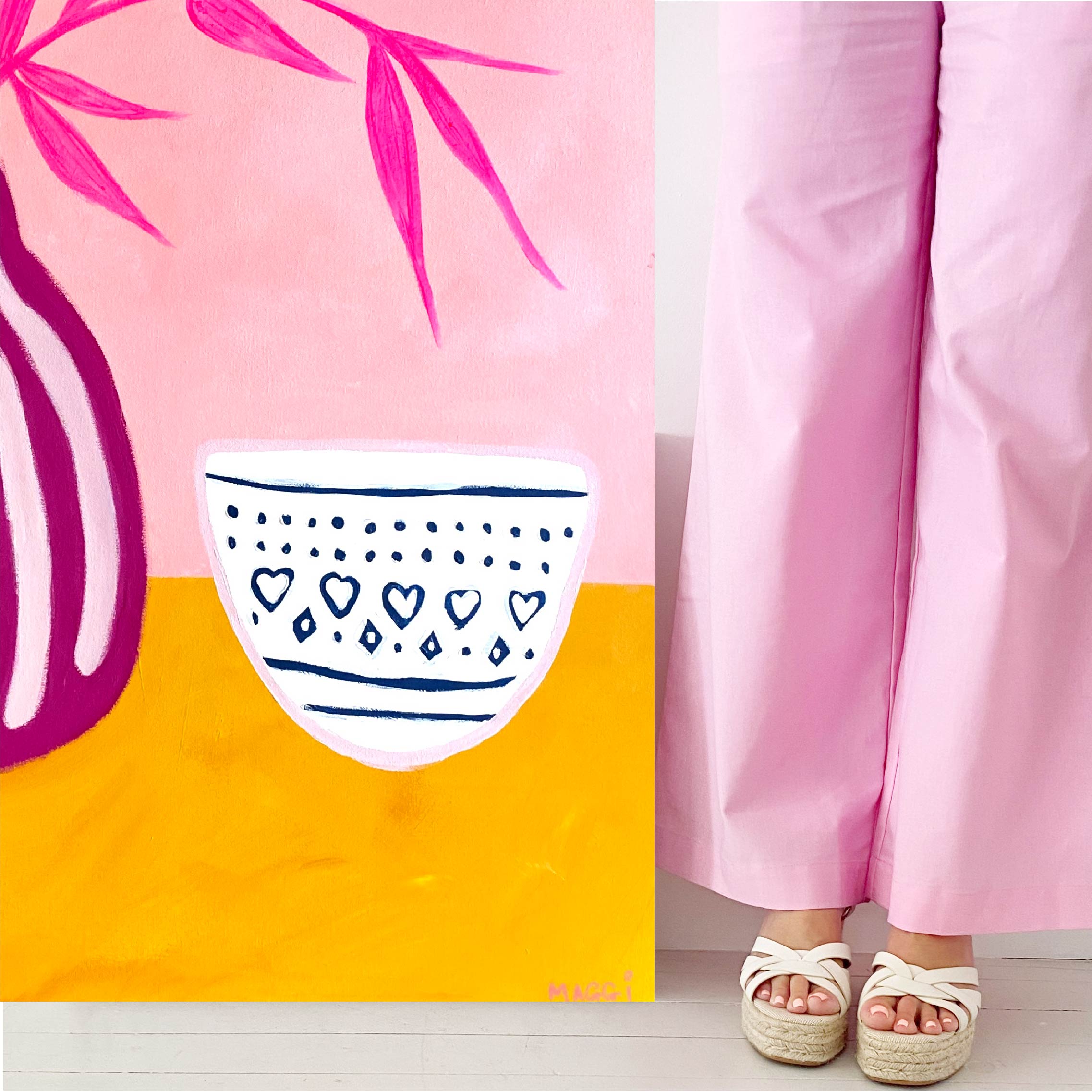 Wonky Bowl With Pink Pot Maggi Mcdonald