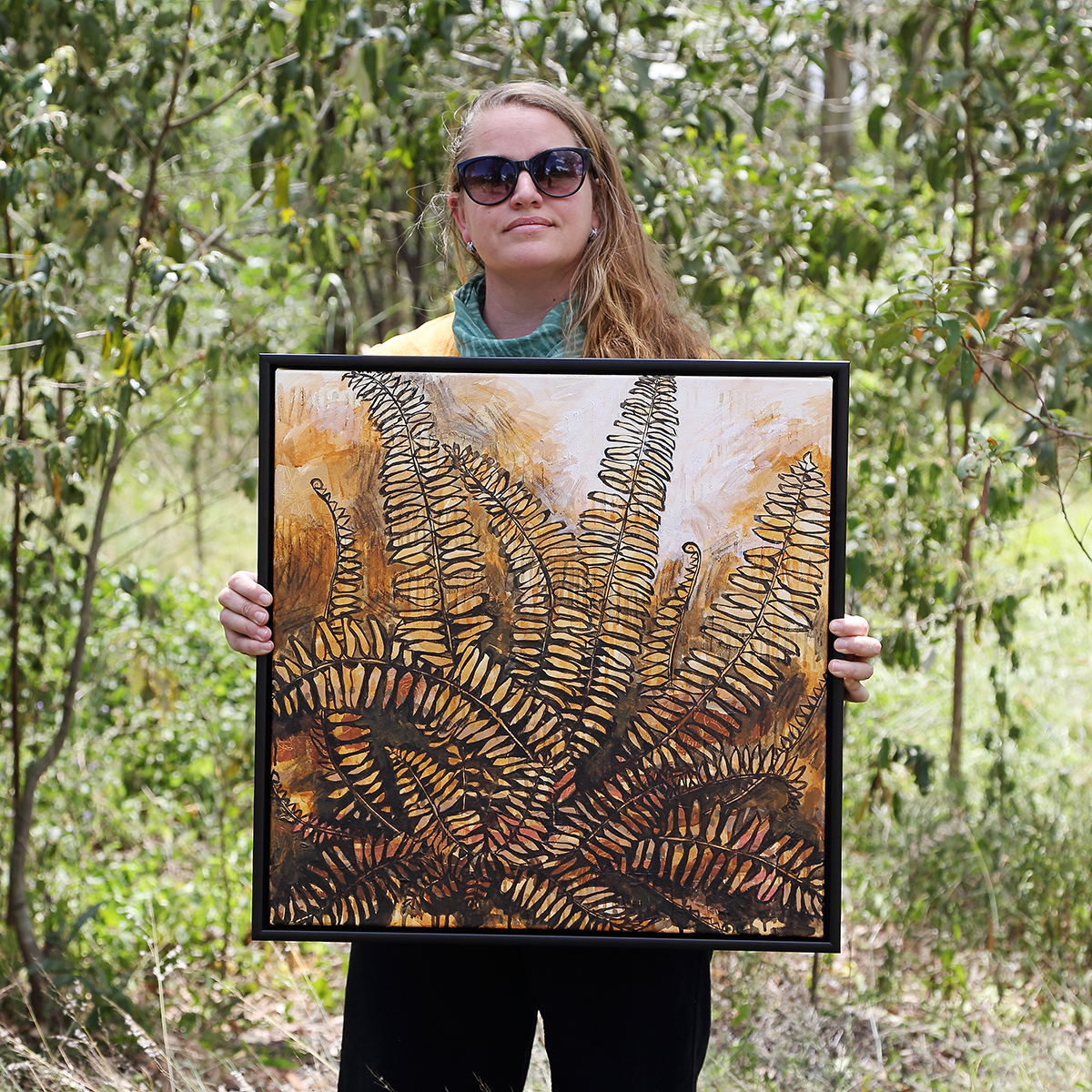 Lr 011 Sword Fern Moment I Smith & Brooks Brisbane Art Native Plants Matte Black Frame Moody Artwork