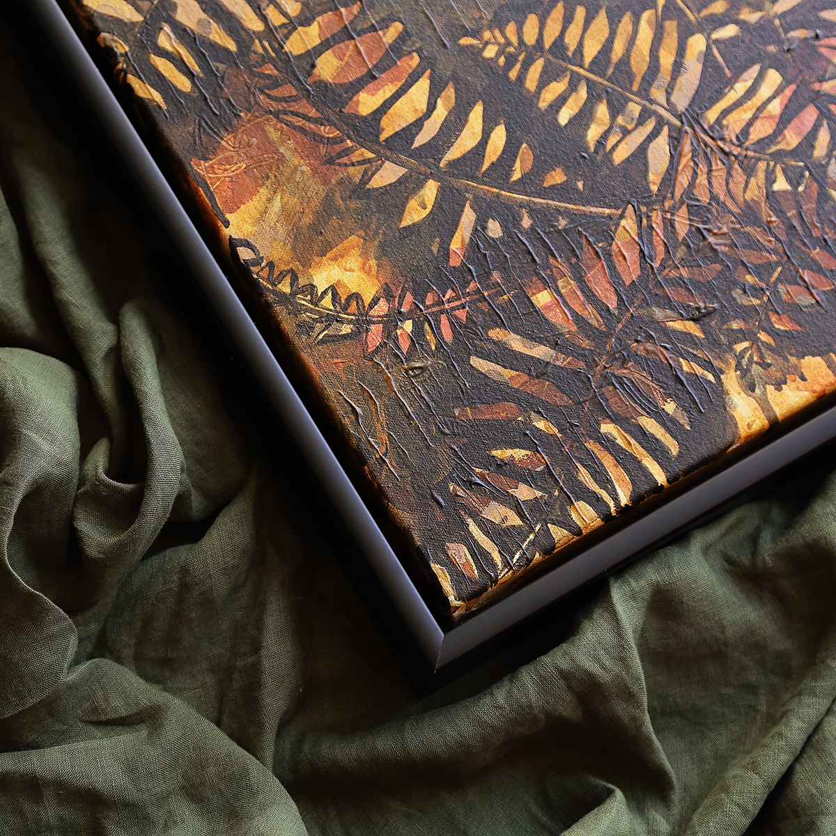 Lr 031 Sword Fern Moment I Smith & Brooks Brisbane Art Native Plants Matte Black Frame Moody Artwork