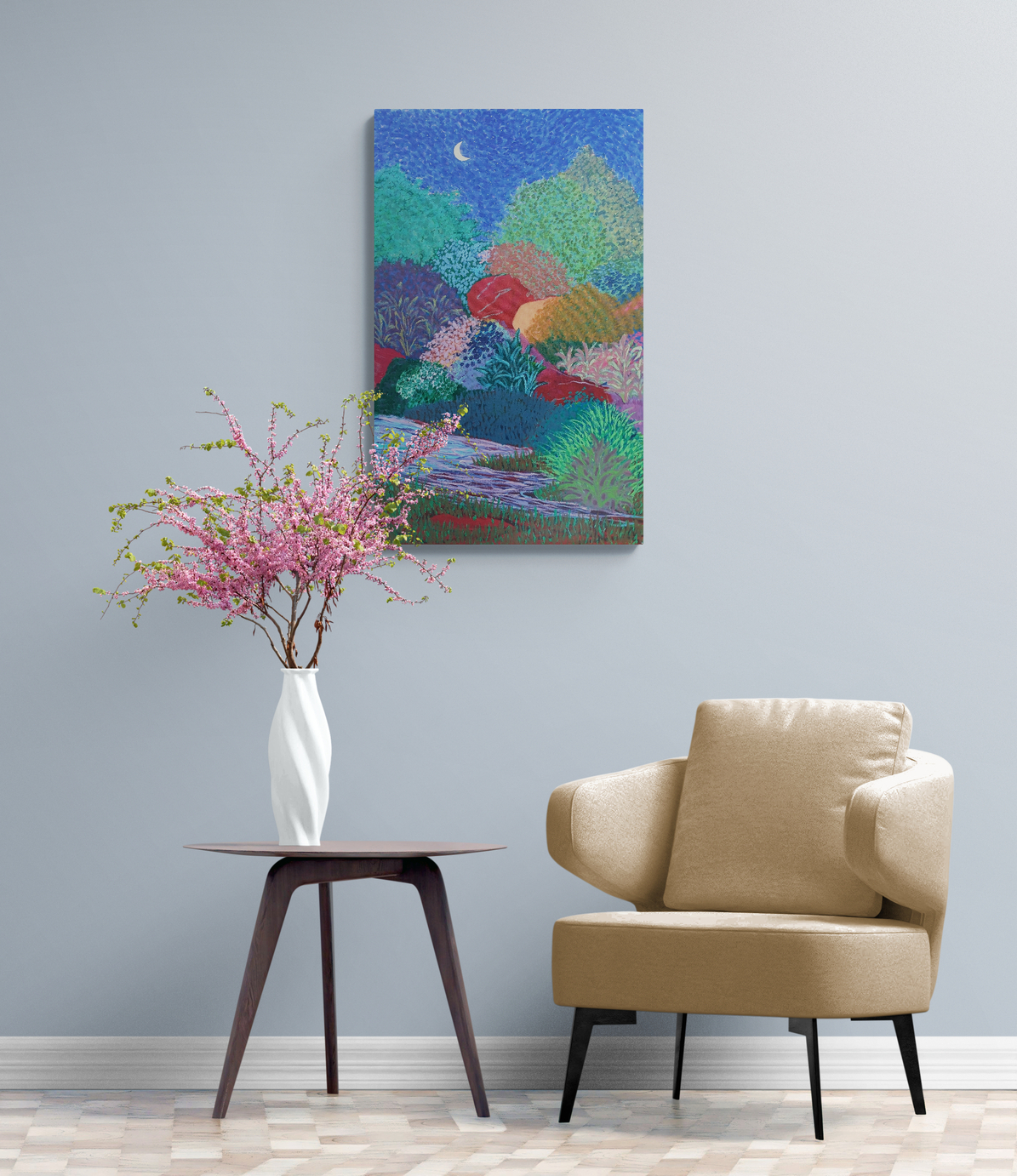 Modern Armchair And Colorful Plant (1)