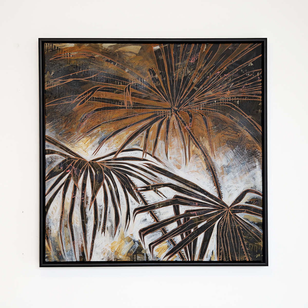 Lr 003 Smith & Brooks Palm Tree Art Palms Moody Palette Dark Coastal Art Framed In Matte Black