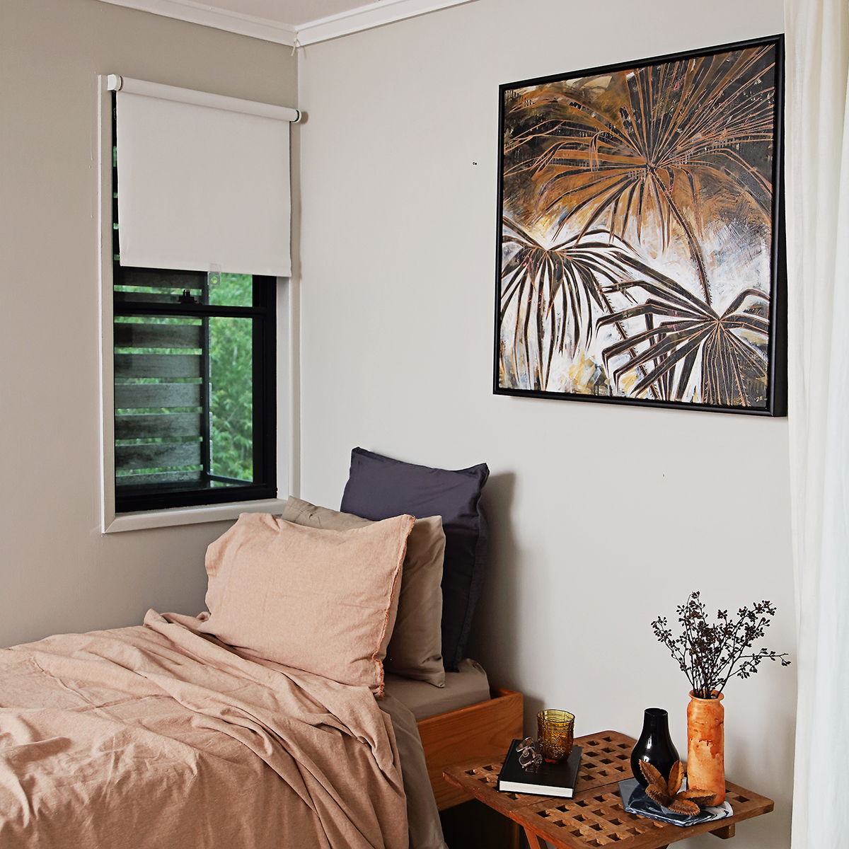 Lr 062 Smith & Brooks Palm Tree Art Palms Moody Palette Dark Coastal Art Framed In Matte Black