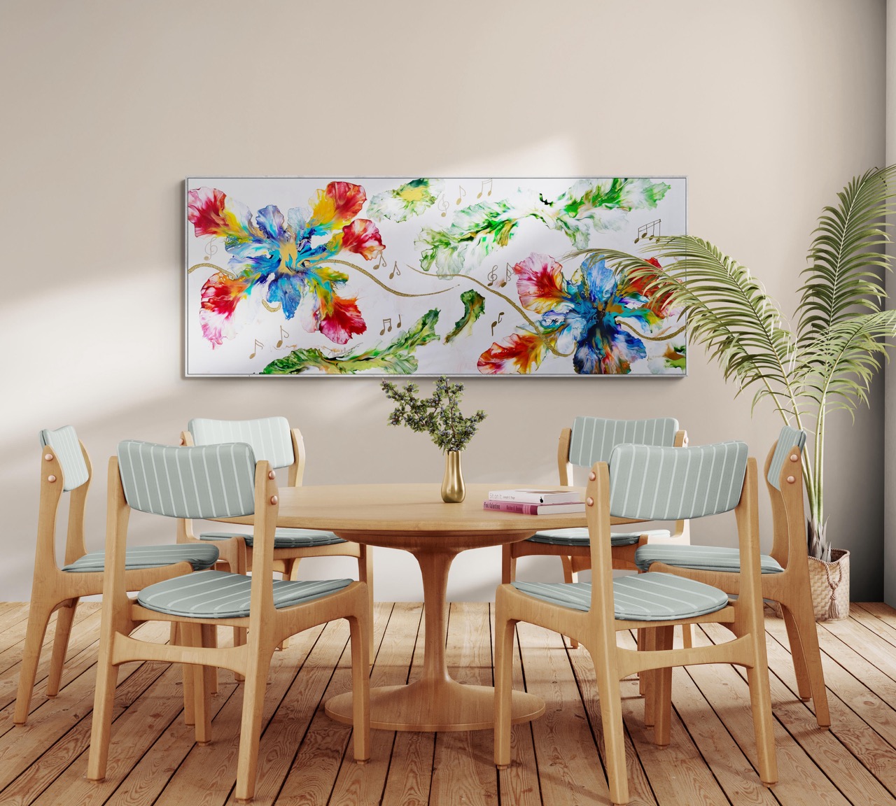 Blooming Chorusdining Room With A Tropical Plant Large