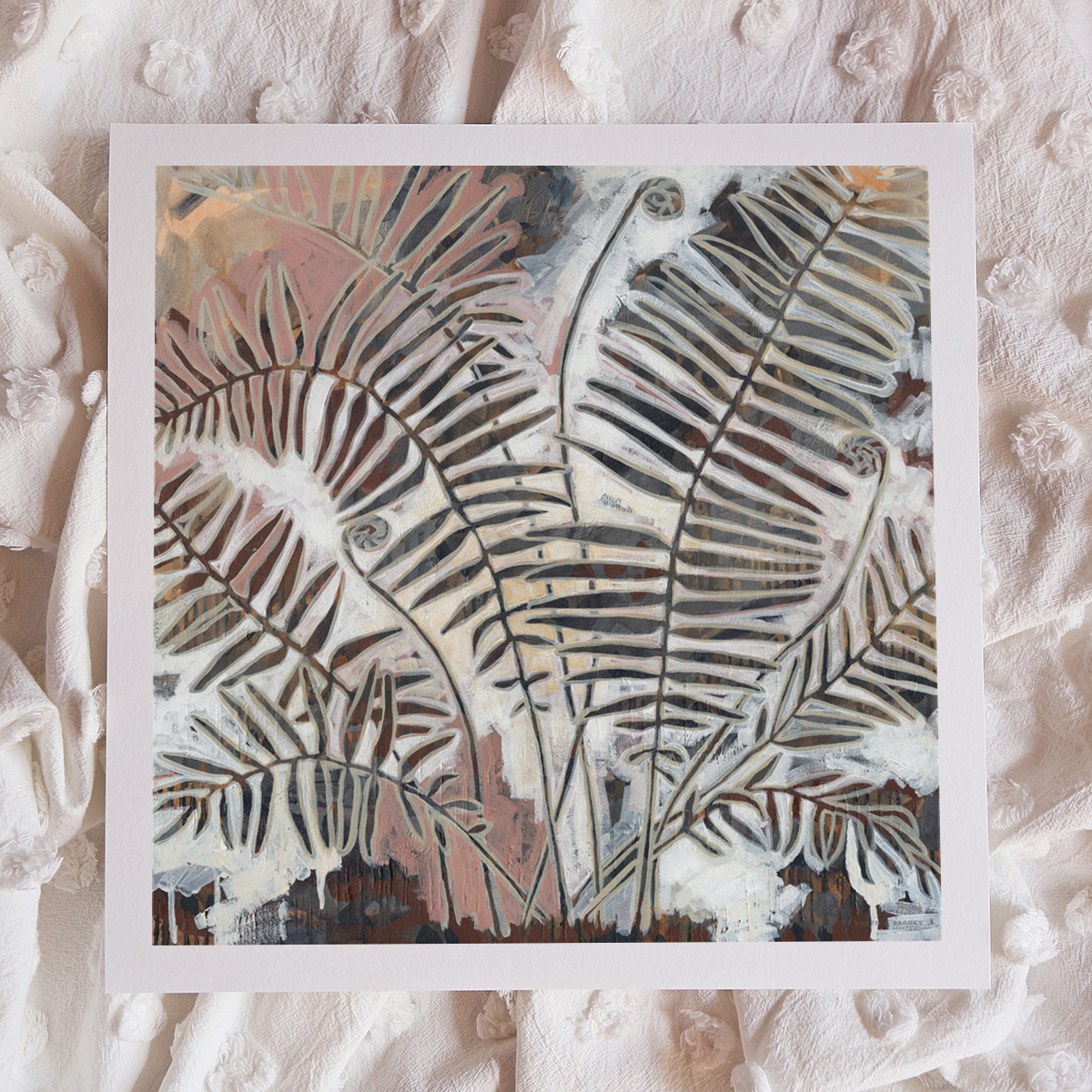 Lr 079 Swamp Water Fern Moment Iii Smith & Brooks Coastal Vibes Beach House Moody Artworks Monochrome Art