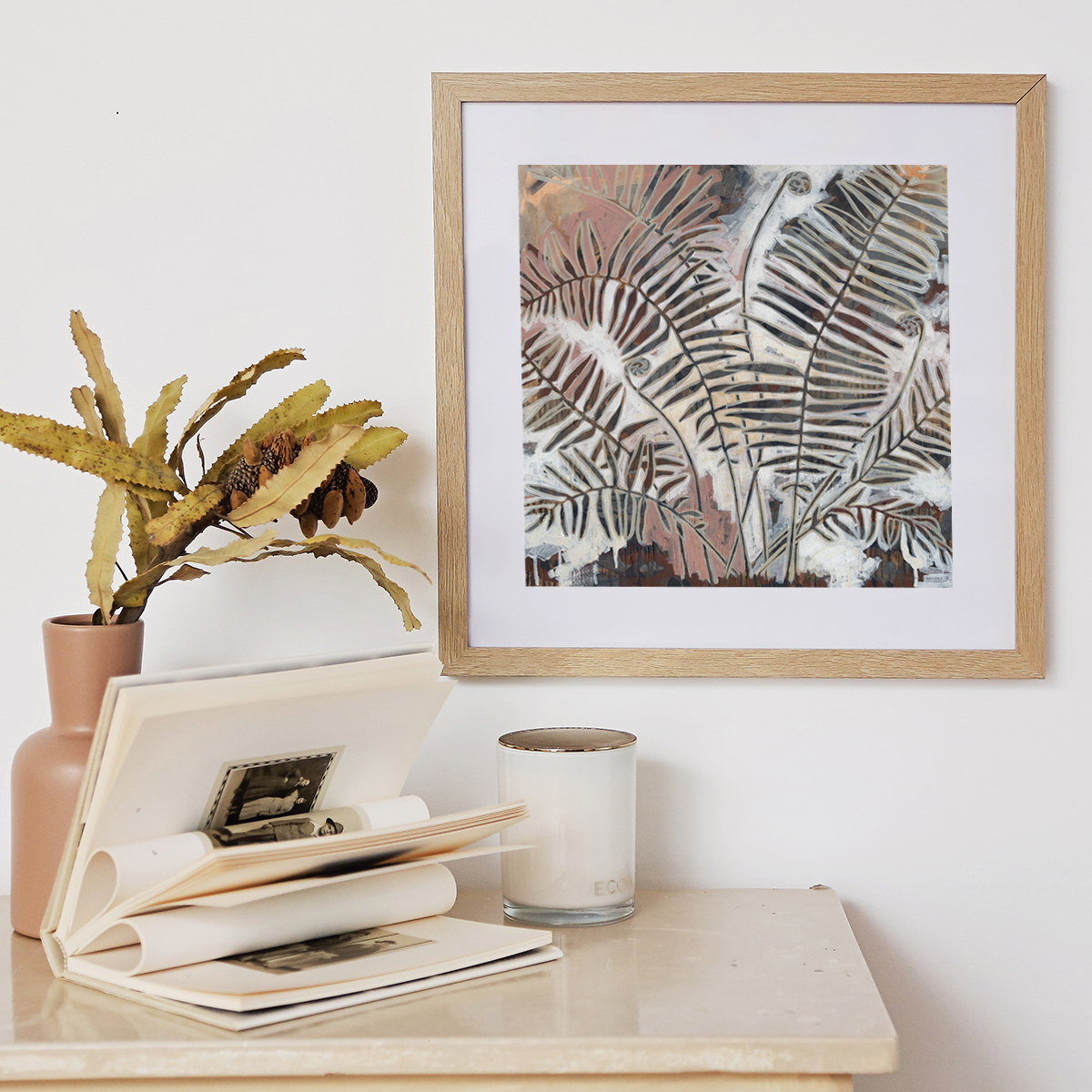 Lr 081 Swamp Water Fern Moment Iii Smith & Brooks Coastal Vibes Beach House Moody Artworks Monochrome Art