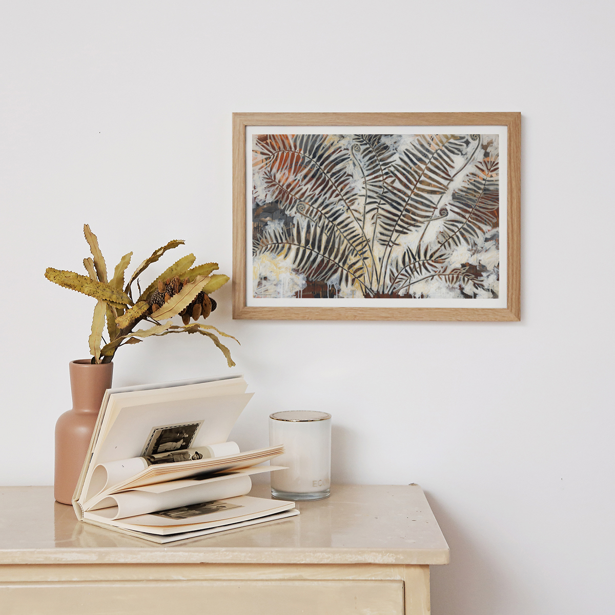 Lr 074 Swamp Water Fern Moment I Smith & Brooks Art For Coastal Interiors Black And White Neutral Original Artworks