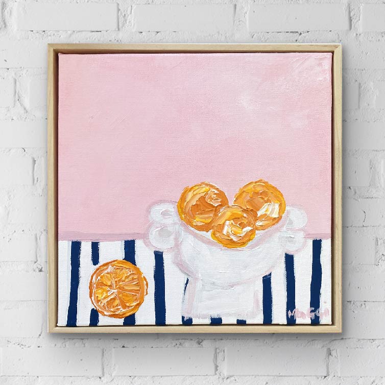 Oranges On Blue Stripes