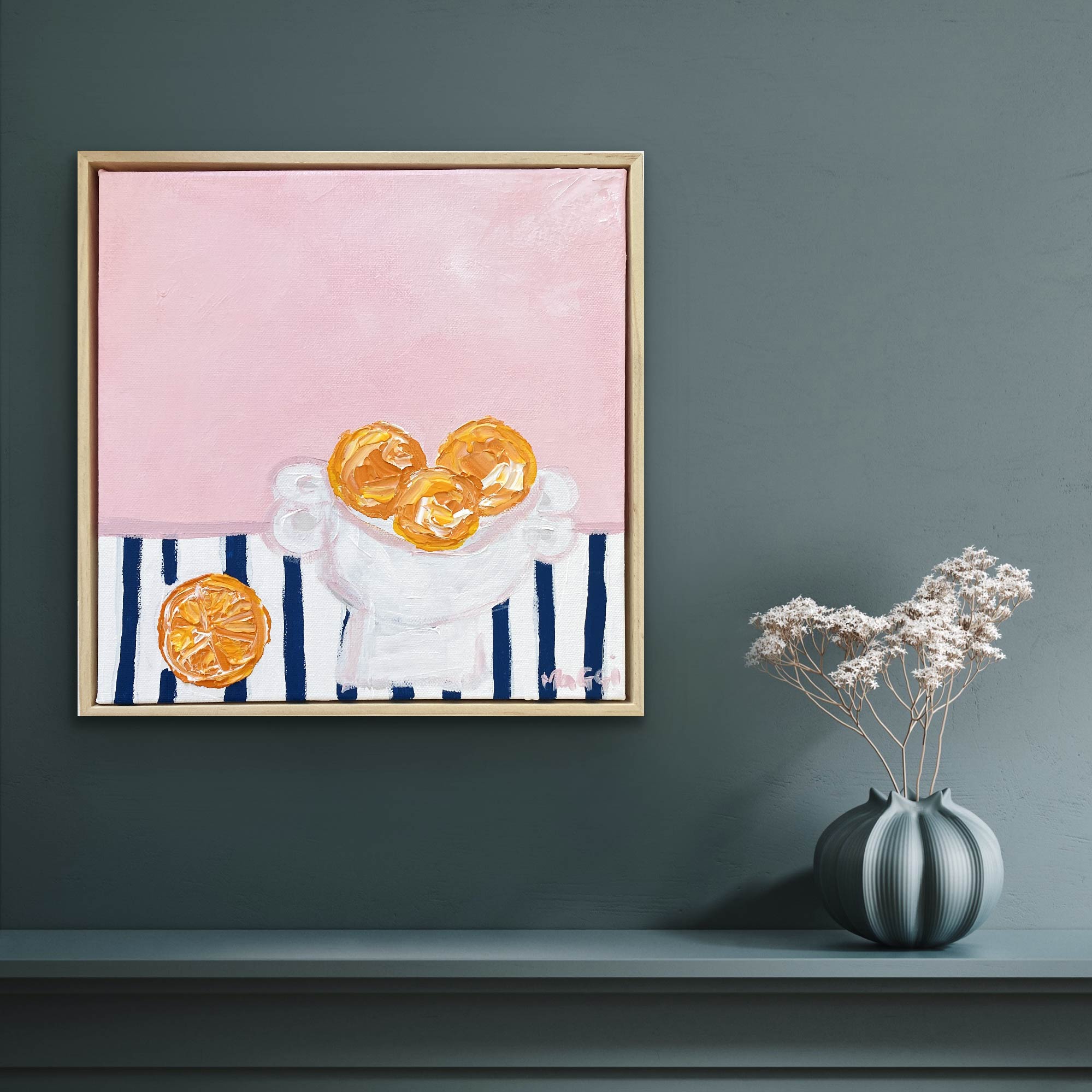 Oranges On Blue Stripes Mm