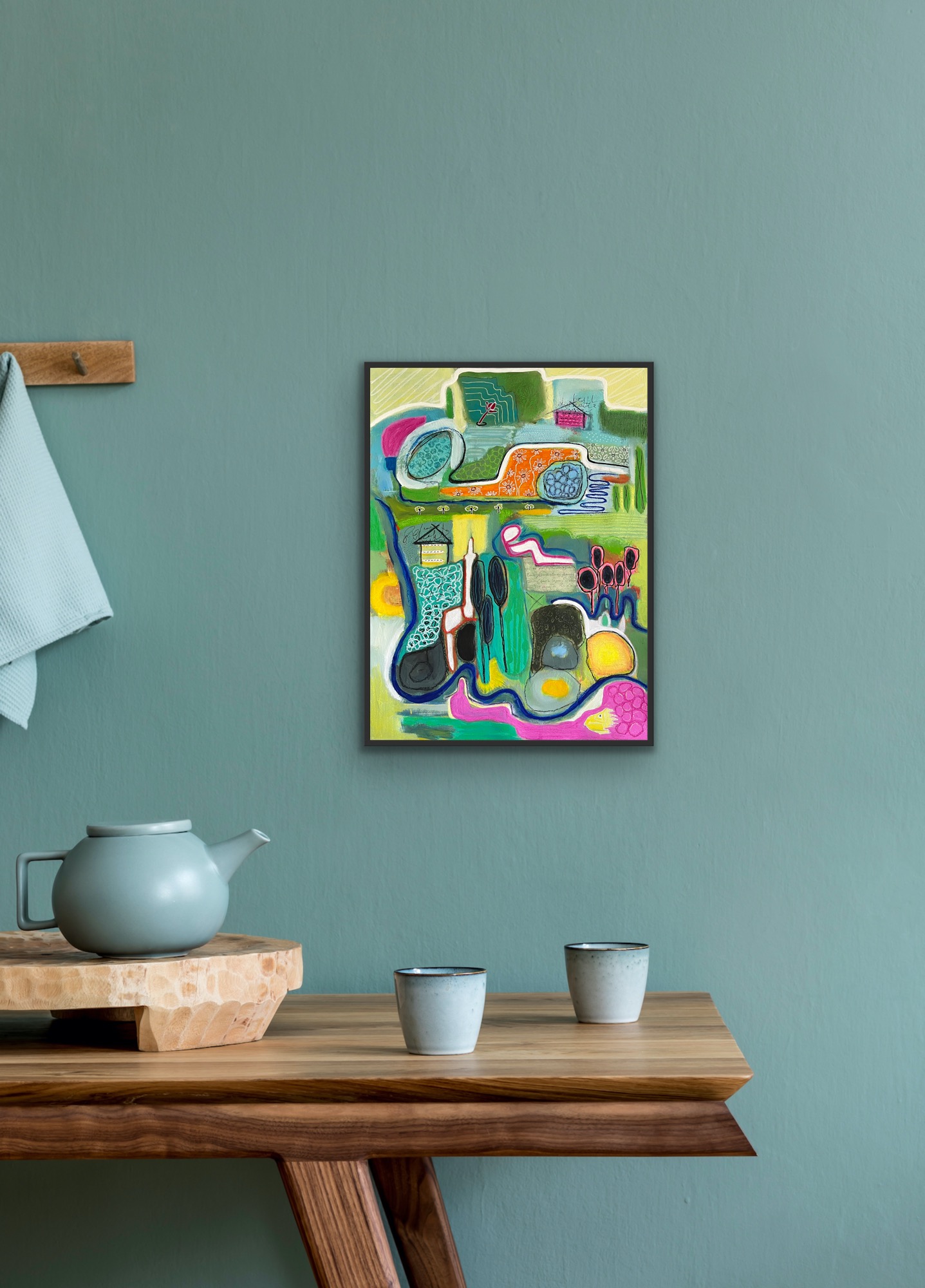 Don't Forget To Go Home Insitu Framed On Blue Wall